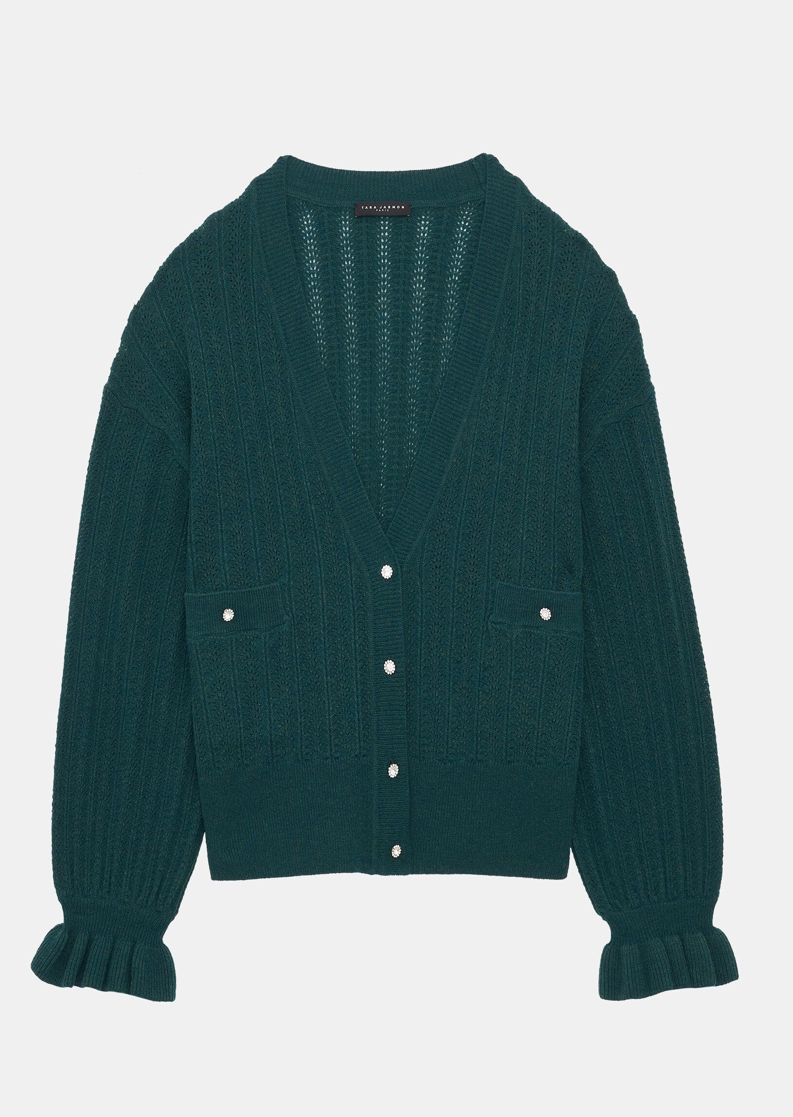 Gilet Giorgia vert en maille identitaire Faume - seconde main