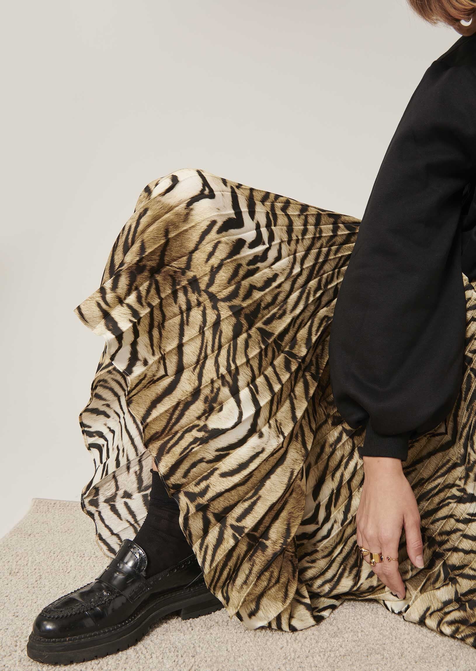 Jupe Juline plissée beige imprimé zèbre Faume - seconde main