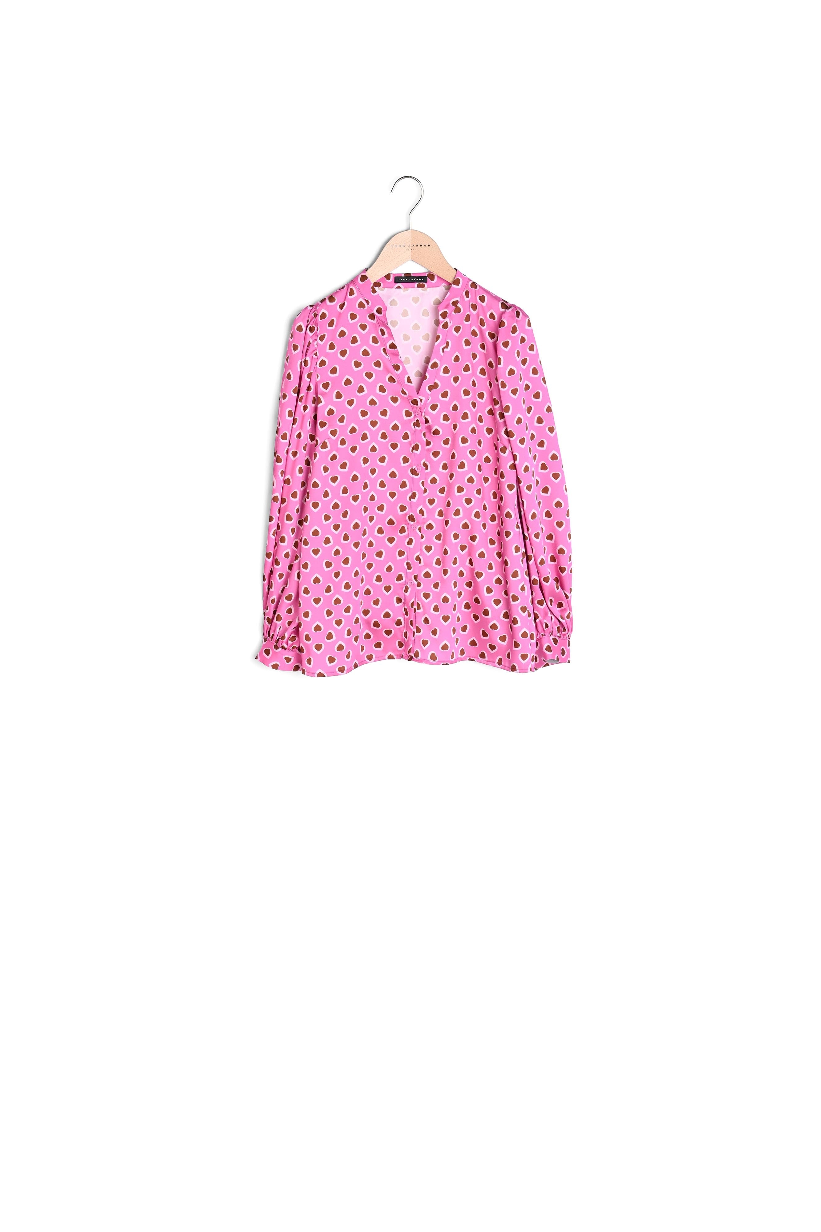 Chemise Claire rose imprimé coeur Faume - seconde main