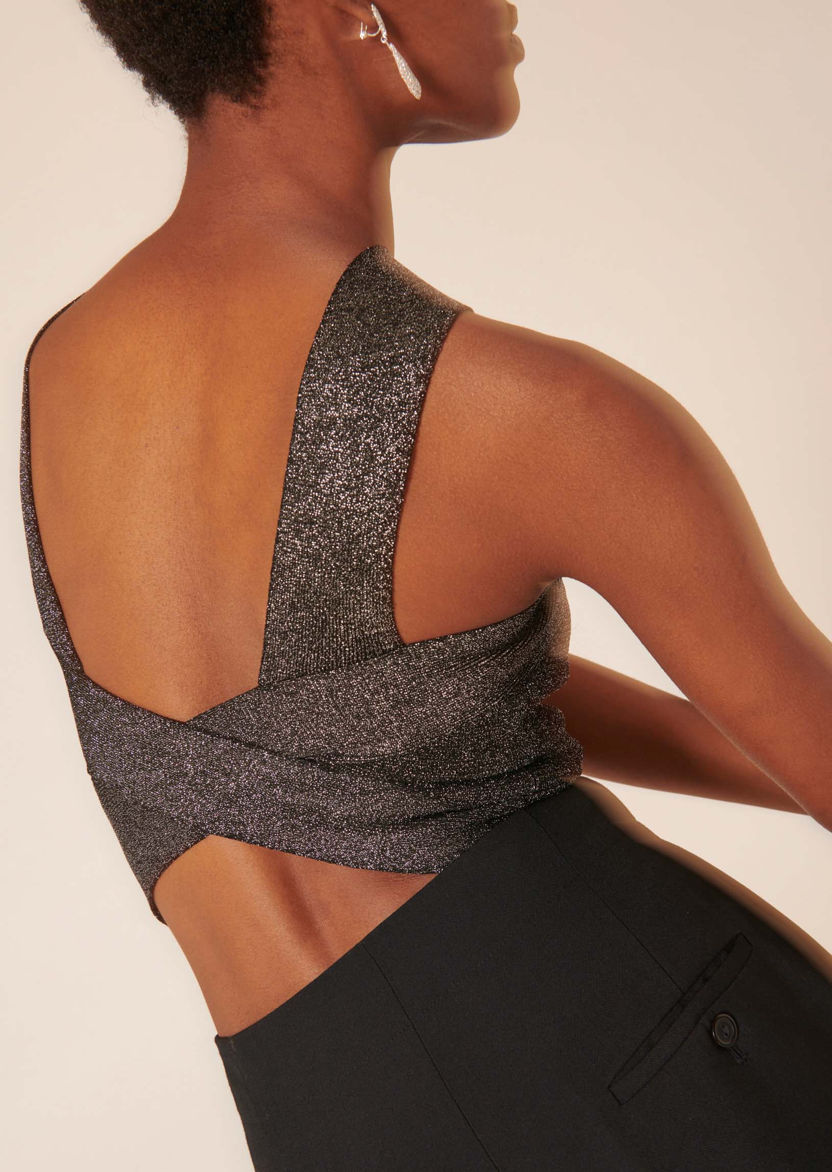 Top Prana noir en maille compacte lurex Faume - seconde main