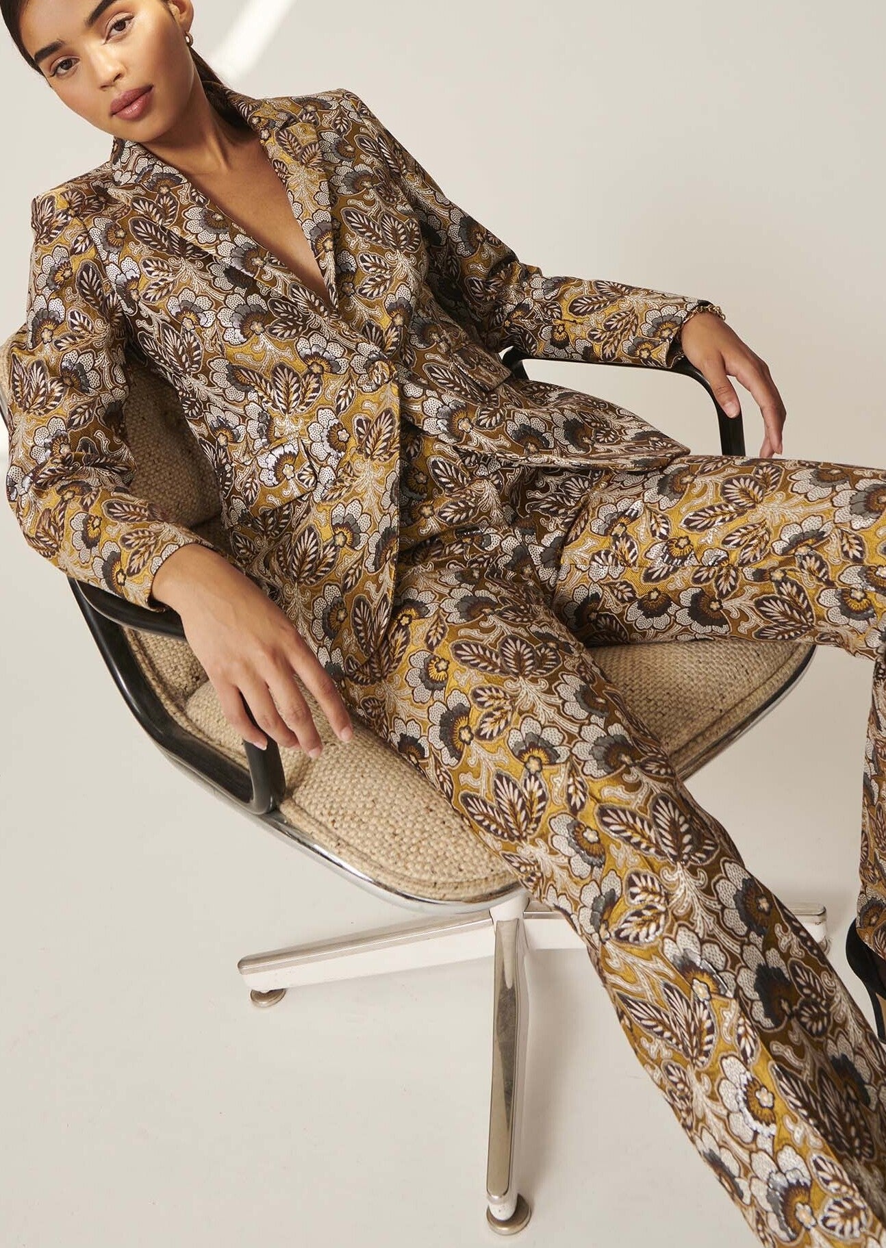 Veste Veroucha mordoré en jacquard fleuri Faume - seconde main