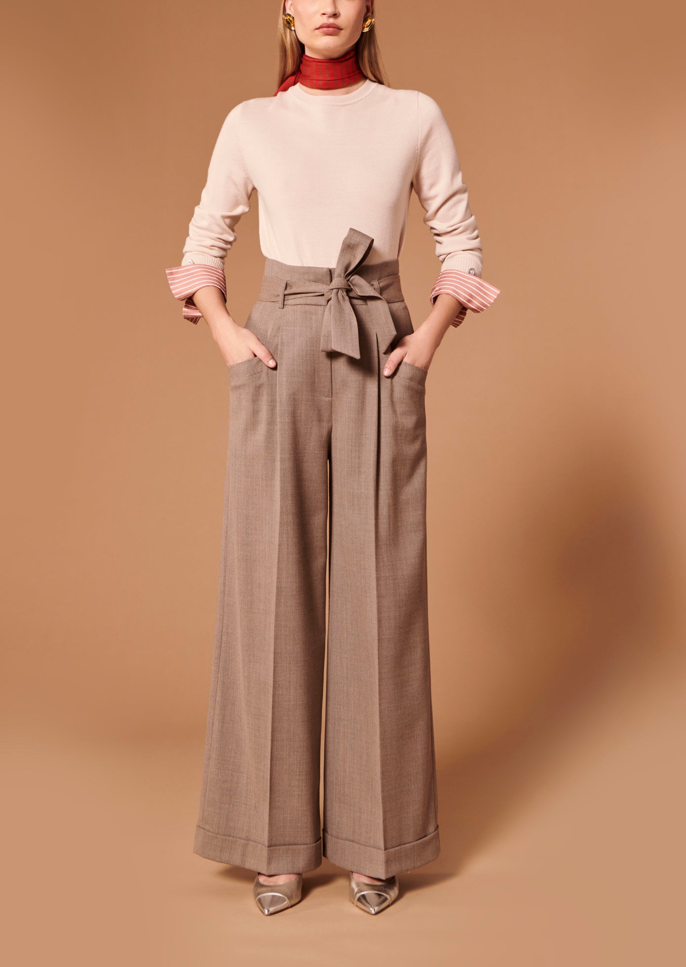 Pantalon Pyla beige en flanelle Faume - seconde main