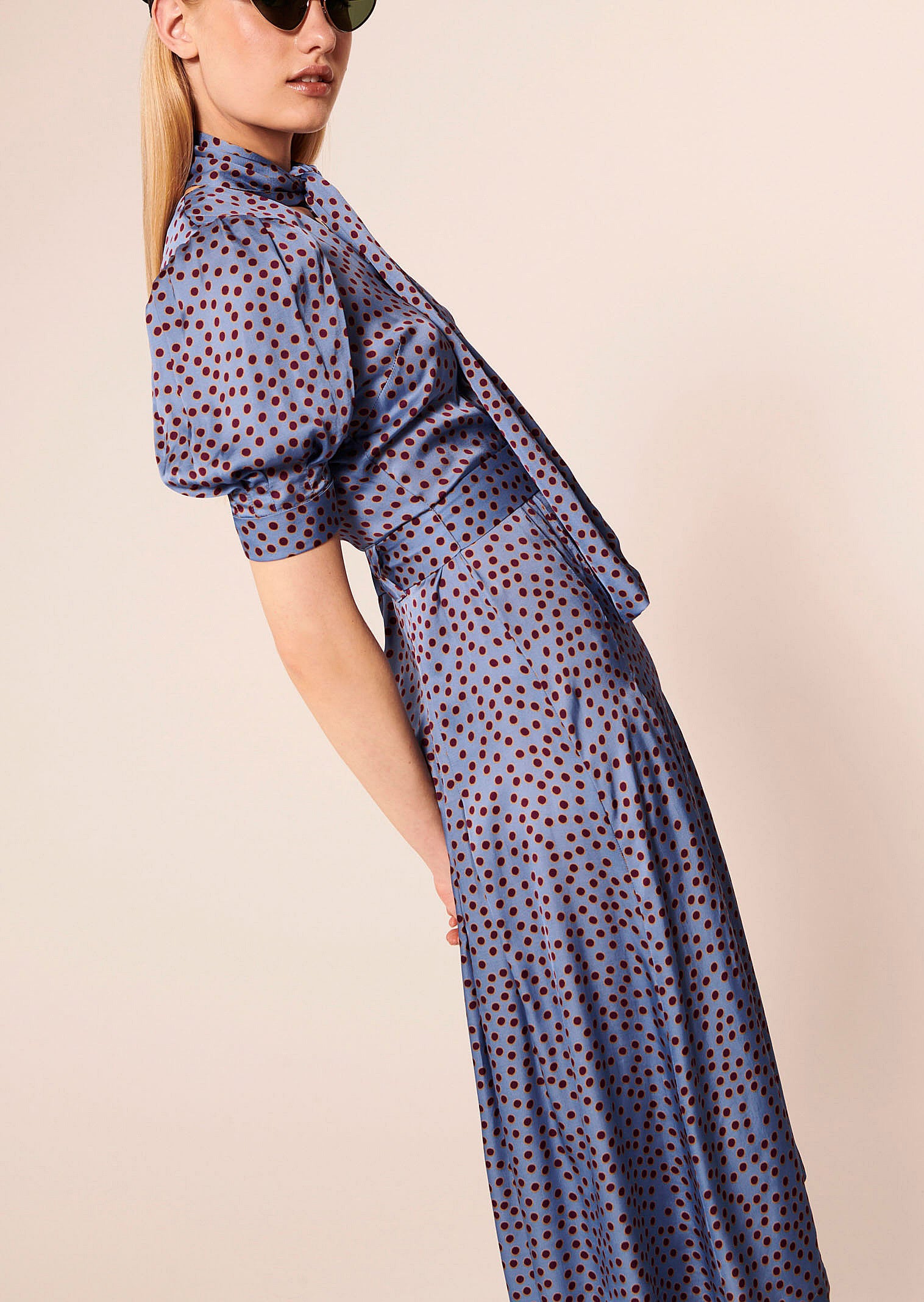 Robe Ranya bleue imprimé à pois Faume - seconde main