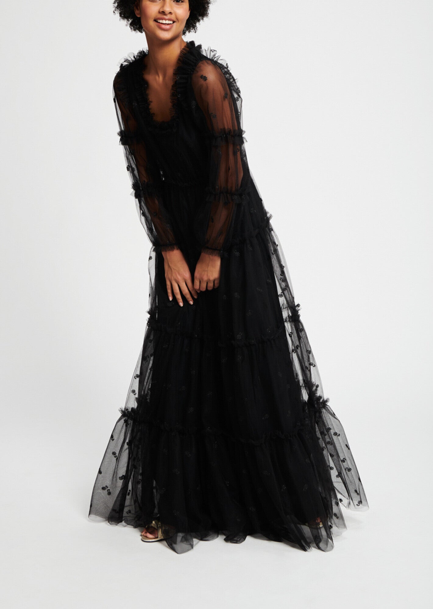 Robe de bal longue en tulle noir Faume - seconde main