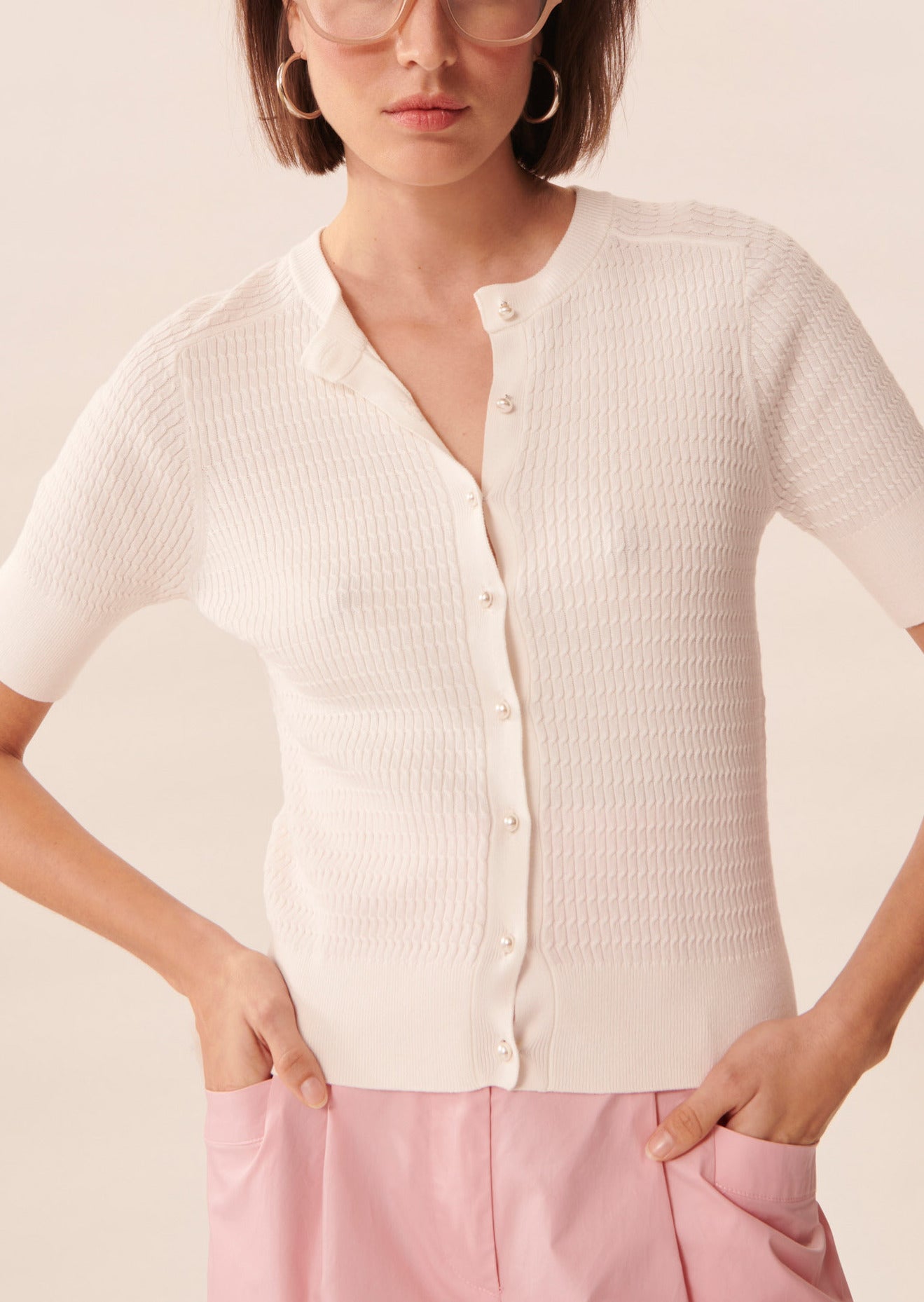 Gilet Gabrielle écru en coton extrafin Faume - seconde main