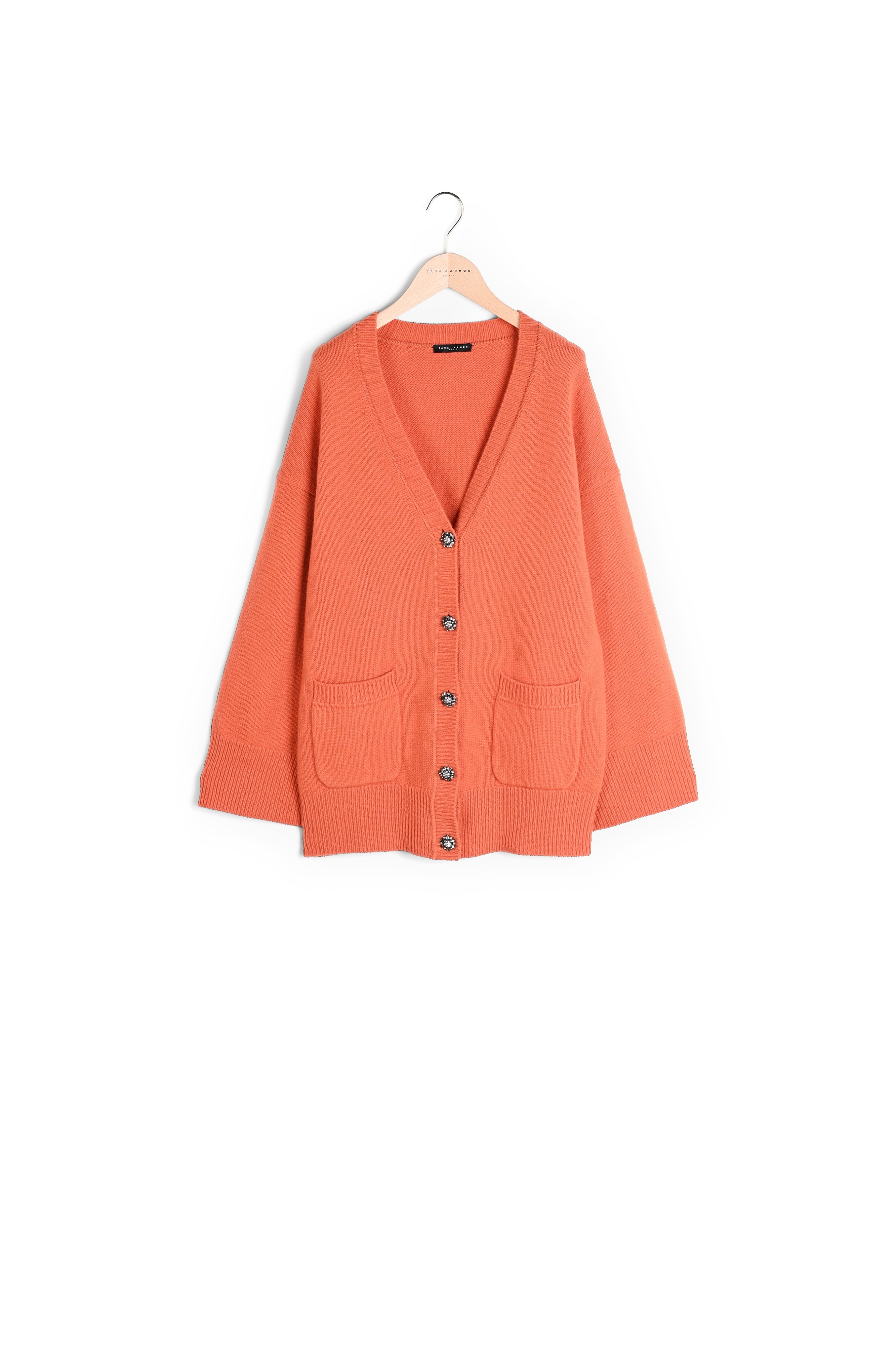 Gilet Ginger orange en maille identitaire Faume - seconde main