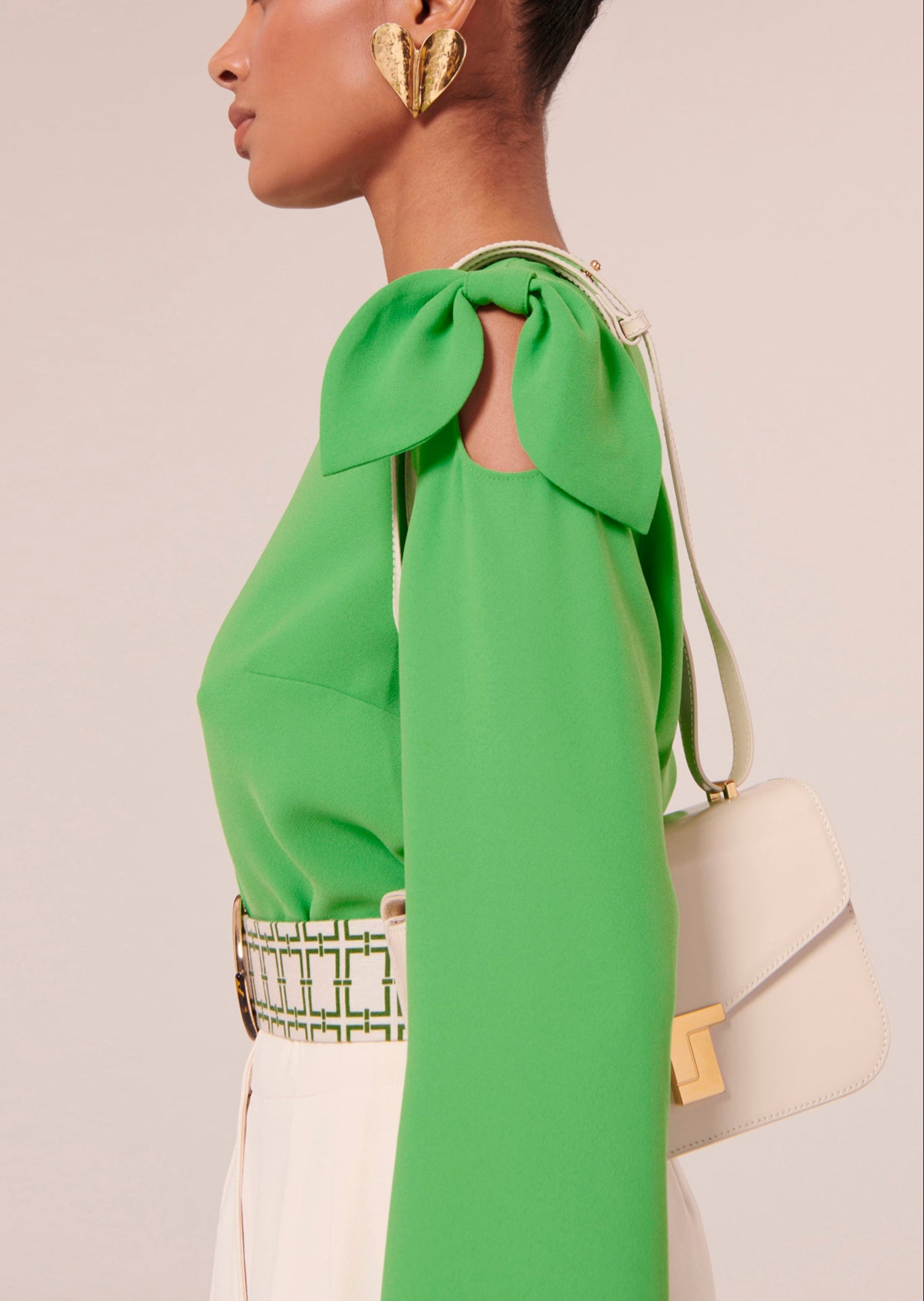 Top Tournesol vert en crêpe Faume - seconde main