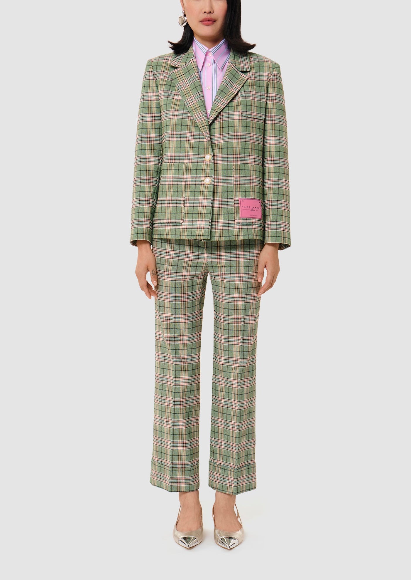 Veste verte en tartan Valy Faume - seconde main