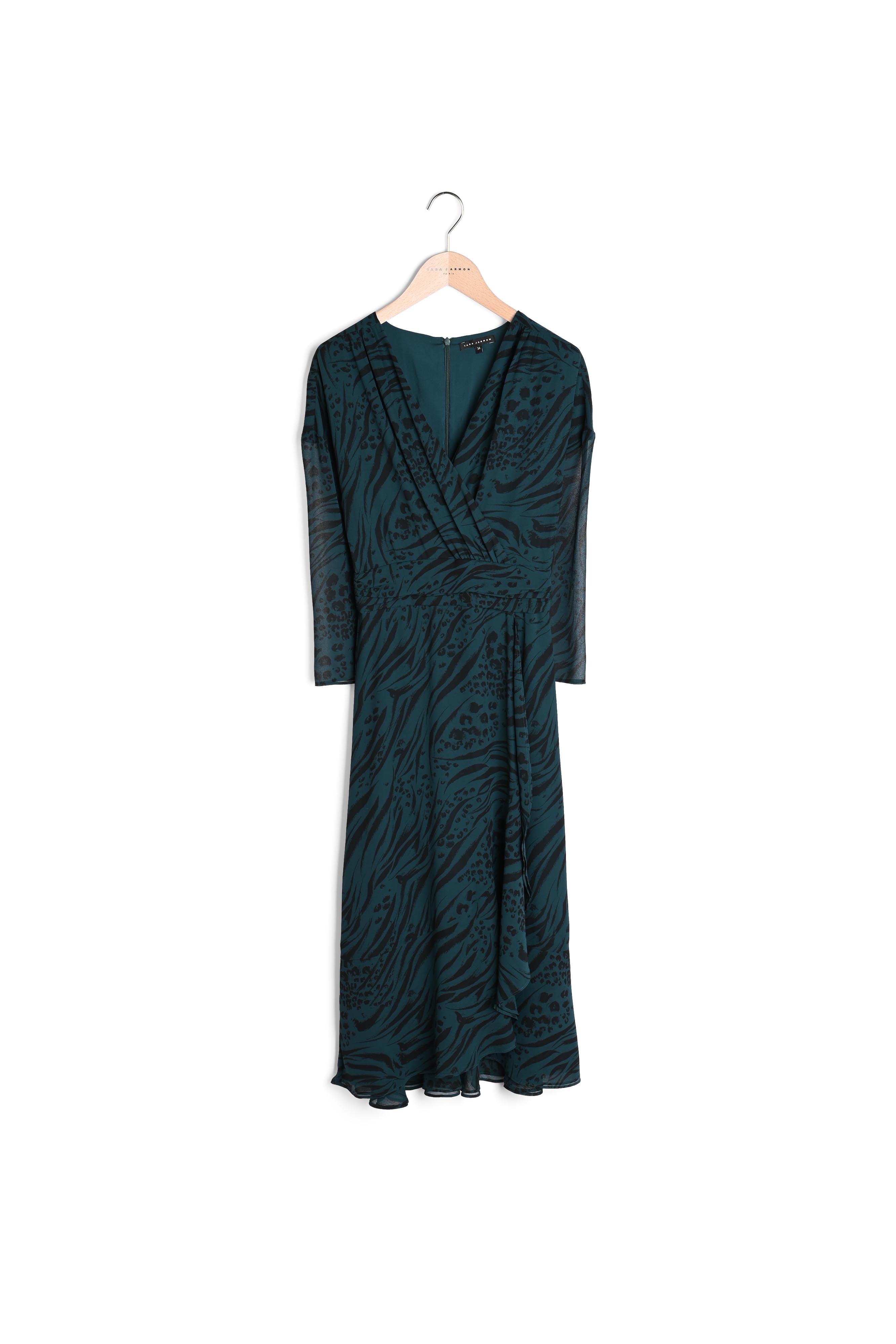 Robe mi-longue Romanella imprimé animal en georgette Faume - seconde main