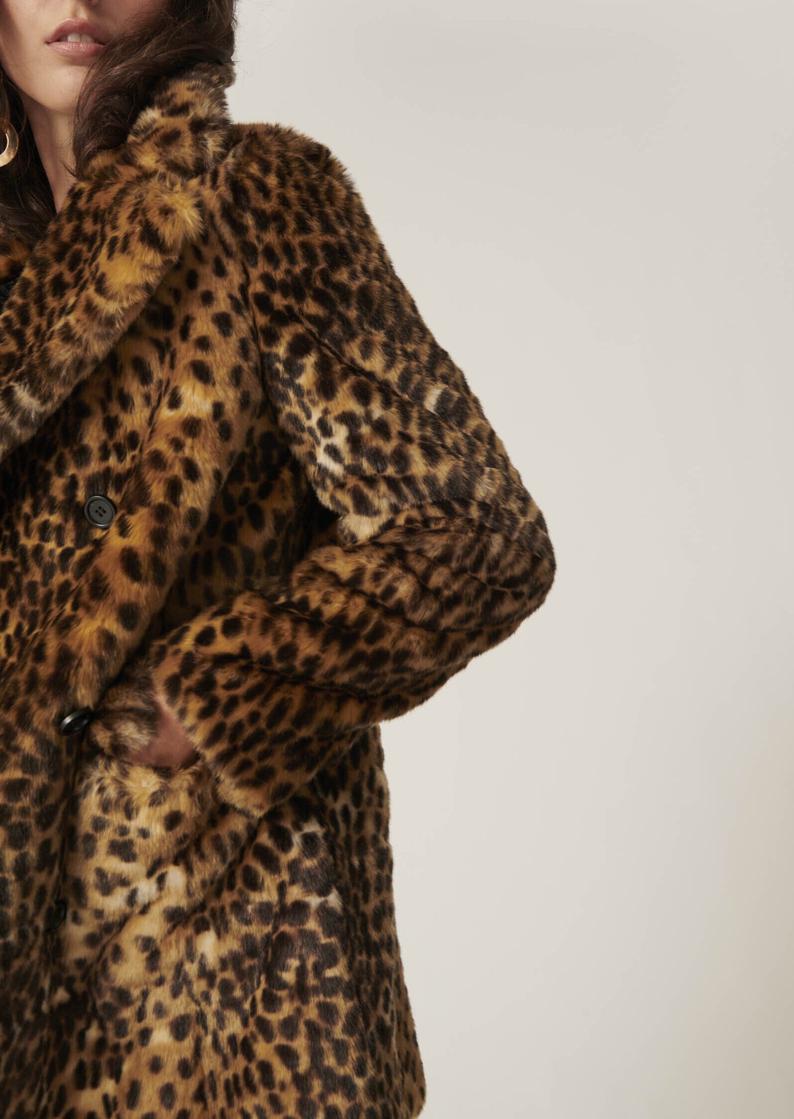 Manteau Melie marron en fausse fourrure léopard Faume - seconde main
