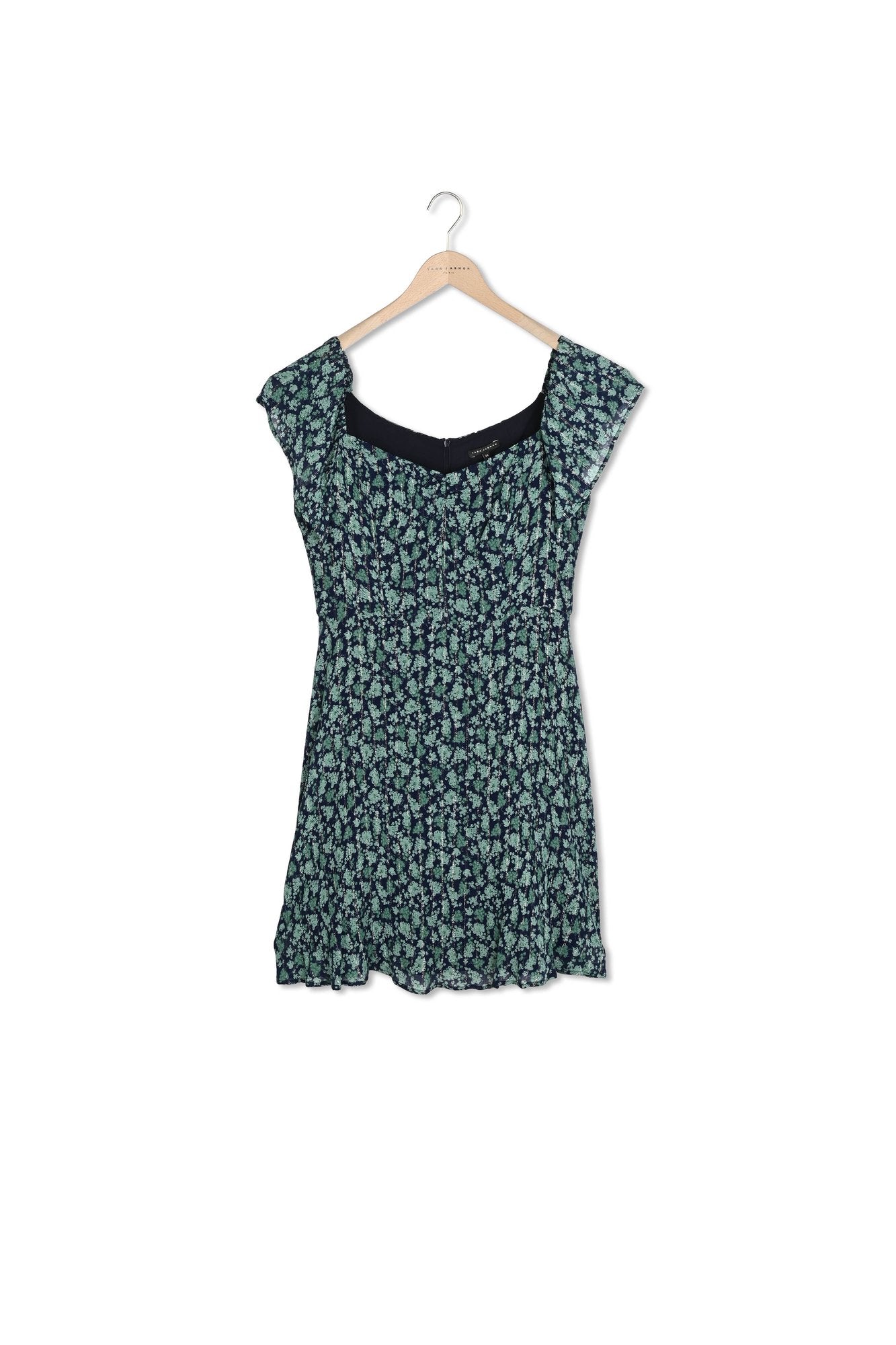 Robe chemise Rimma verte et bleu nuit imprimé myrtilles Faume - seconde main