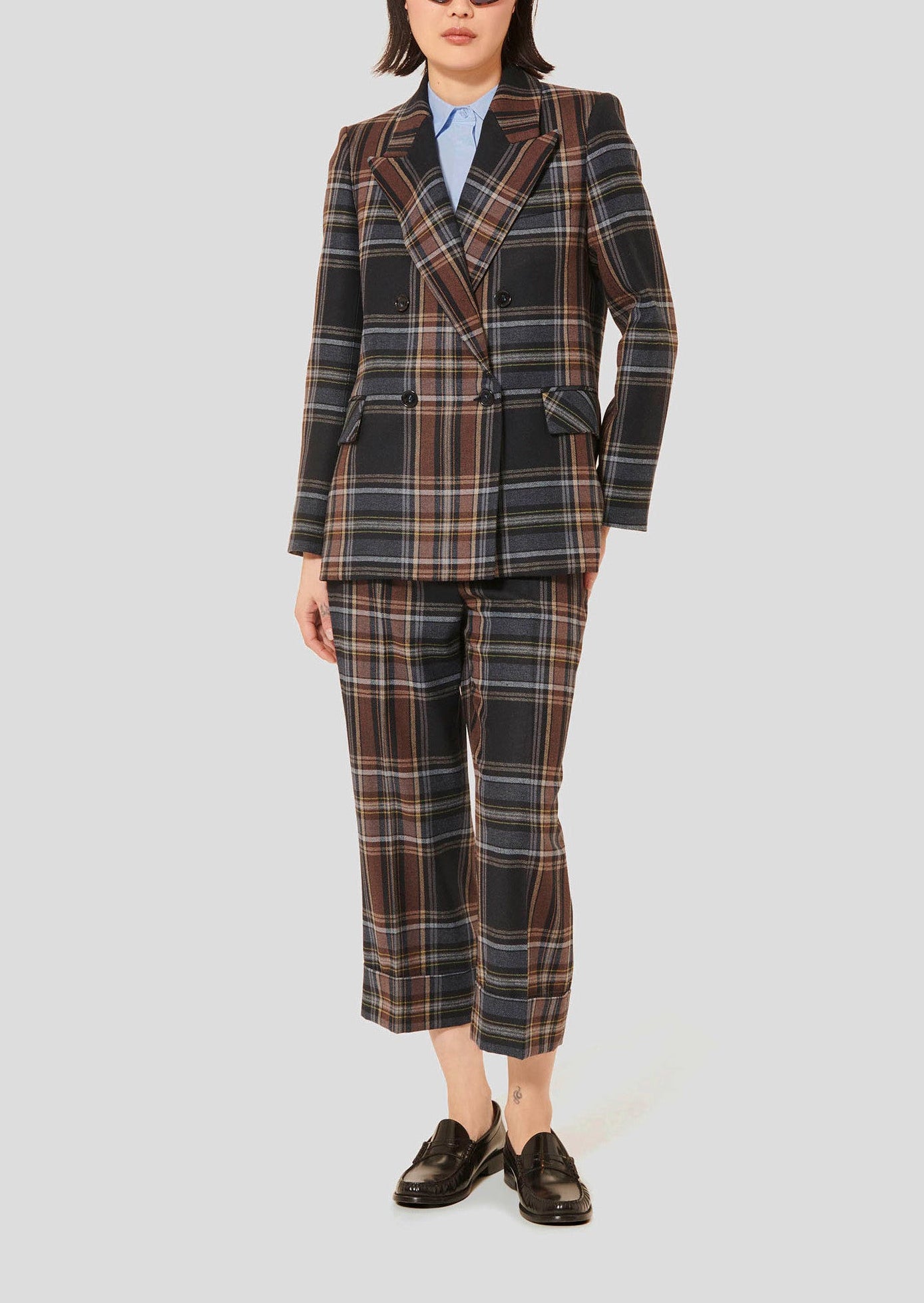 Veste bleu nuit en tartan Valson Faume - seconde main