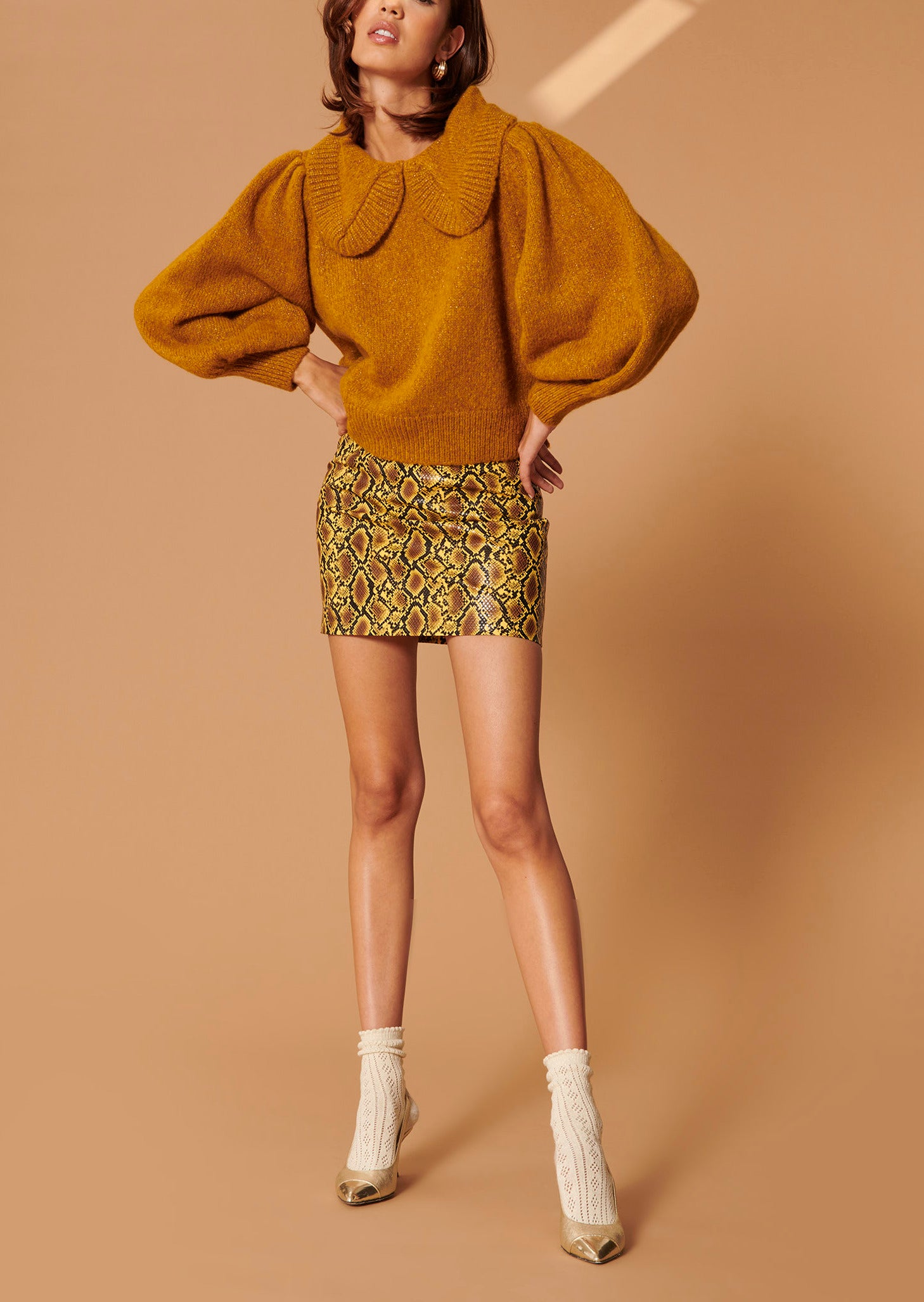 Pull Pompon jaune en laine et alpaga Faume - seconde main