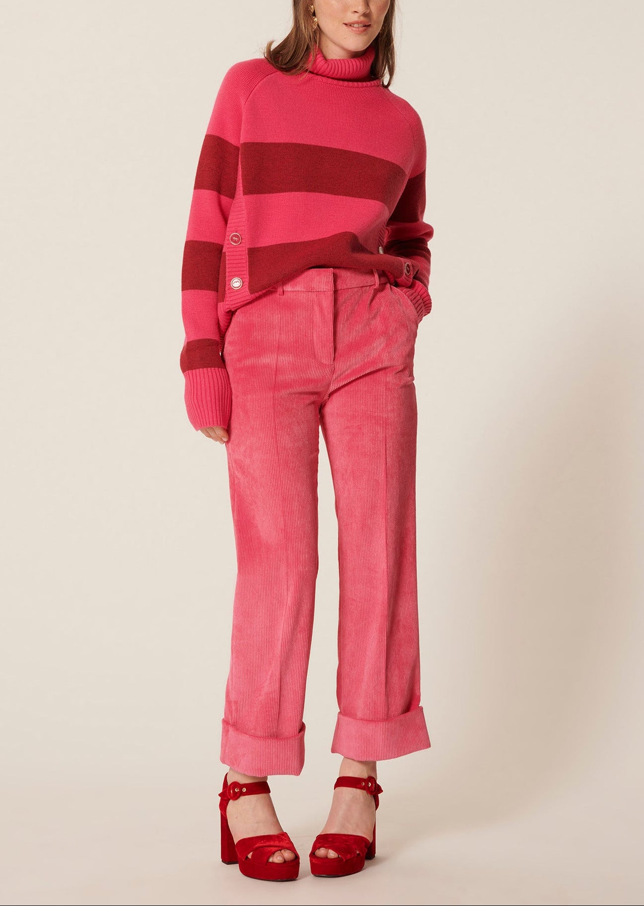 Pantalon Phil rose en velours côtelé Faume - seconde main