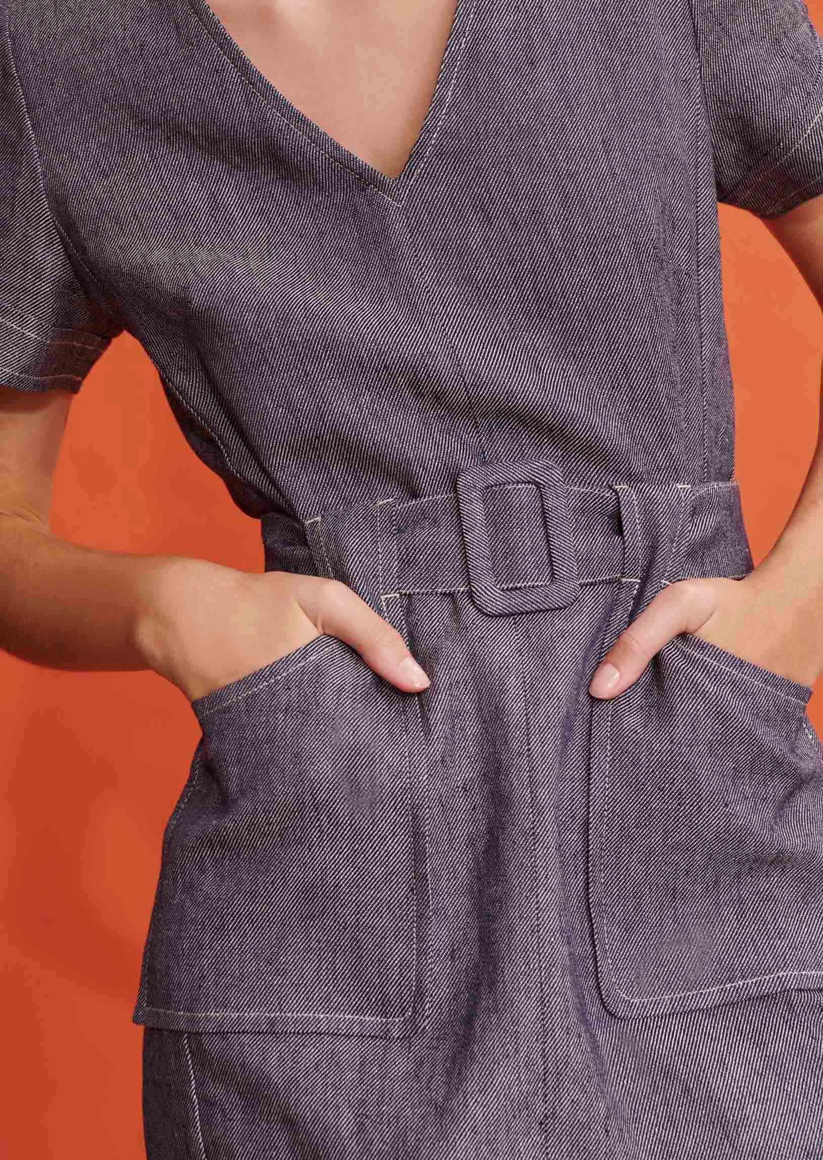 Robe Rim bleu marine chiné en lin Faume - seconde main