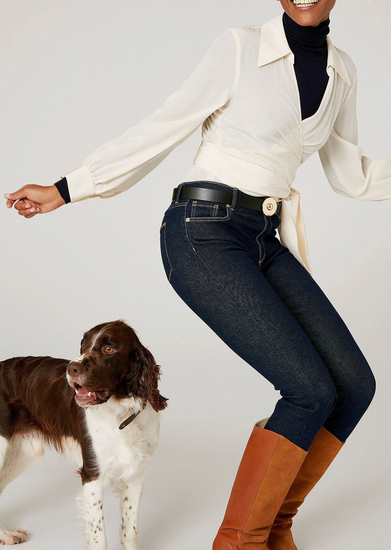 Blouse Tria cache-coeur écrue en crêpe de soie Faume - seconde main