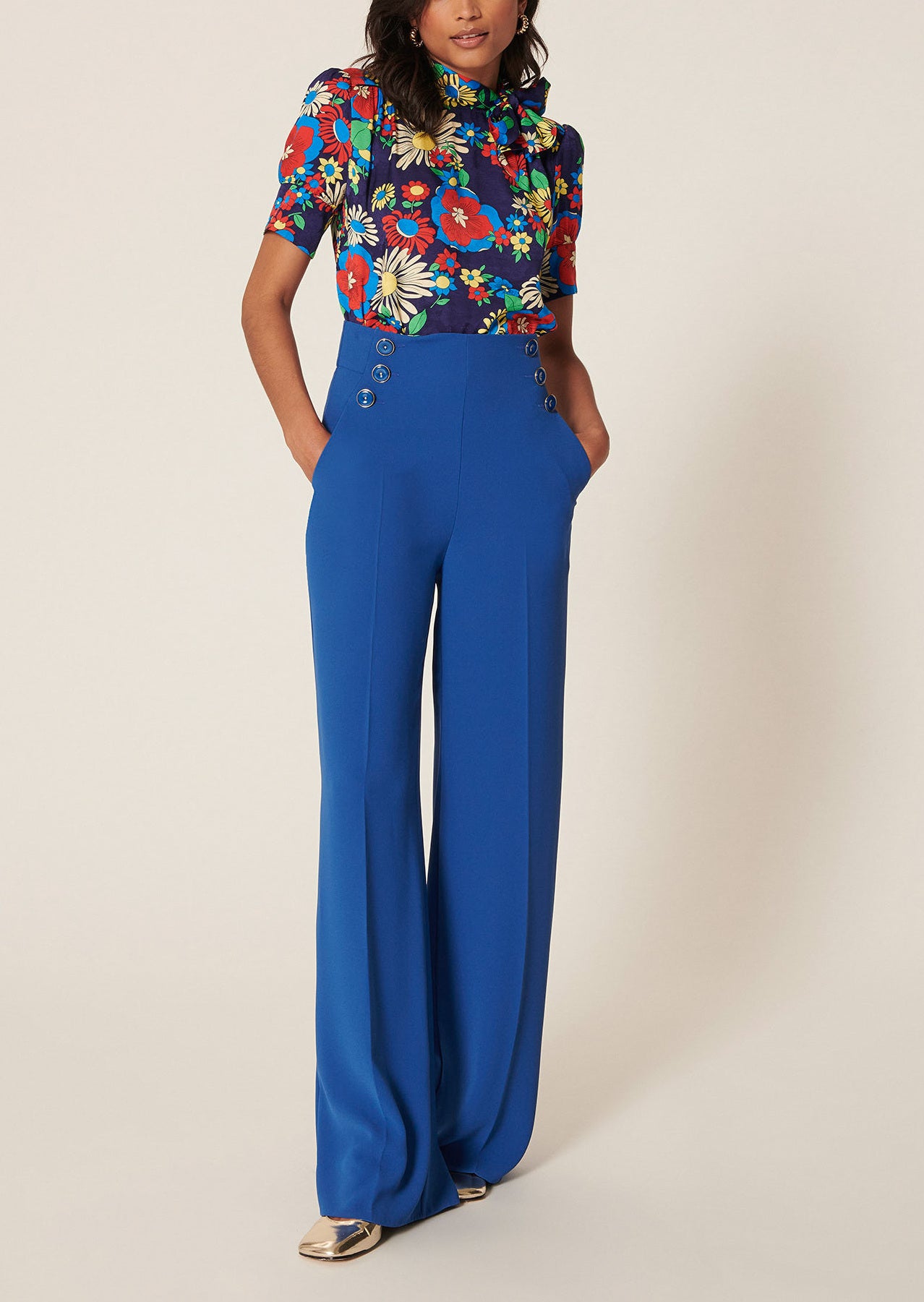 Top Tonia bleu imprimé fleurs Faume - seconde main