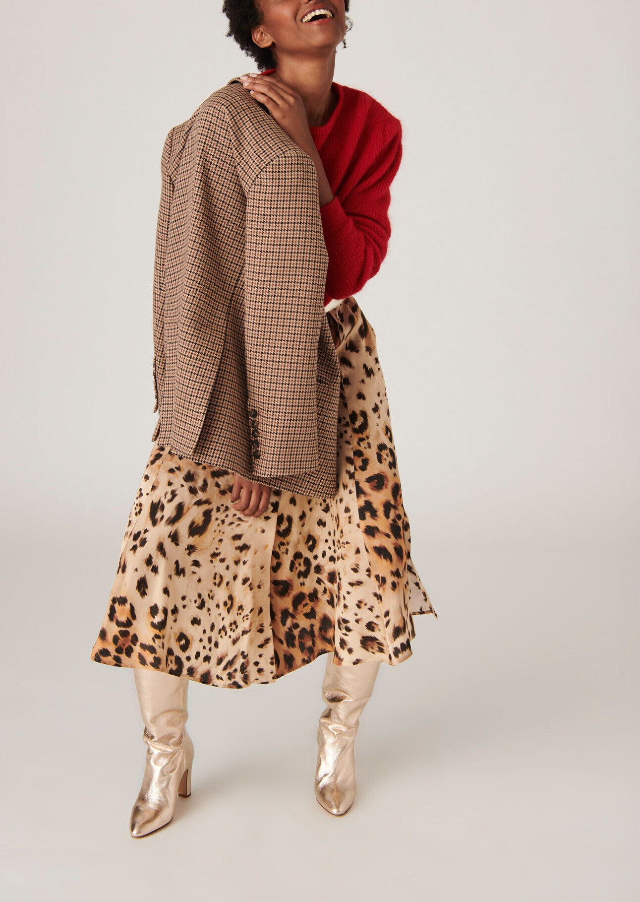 Jupe Jessa boutonnée en satin viscose léopard Faume - seconde main