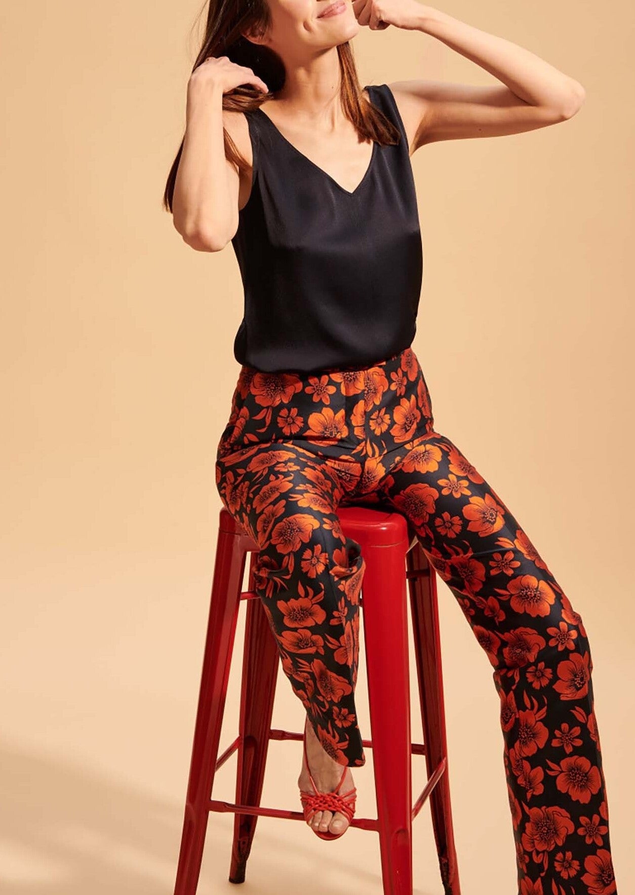 Débardeur Telia en crêpe martelé bleu nuit Faume - seconde main