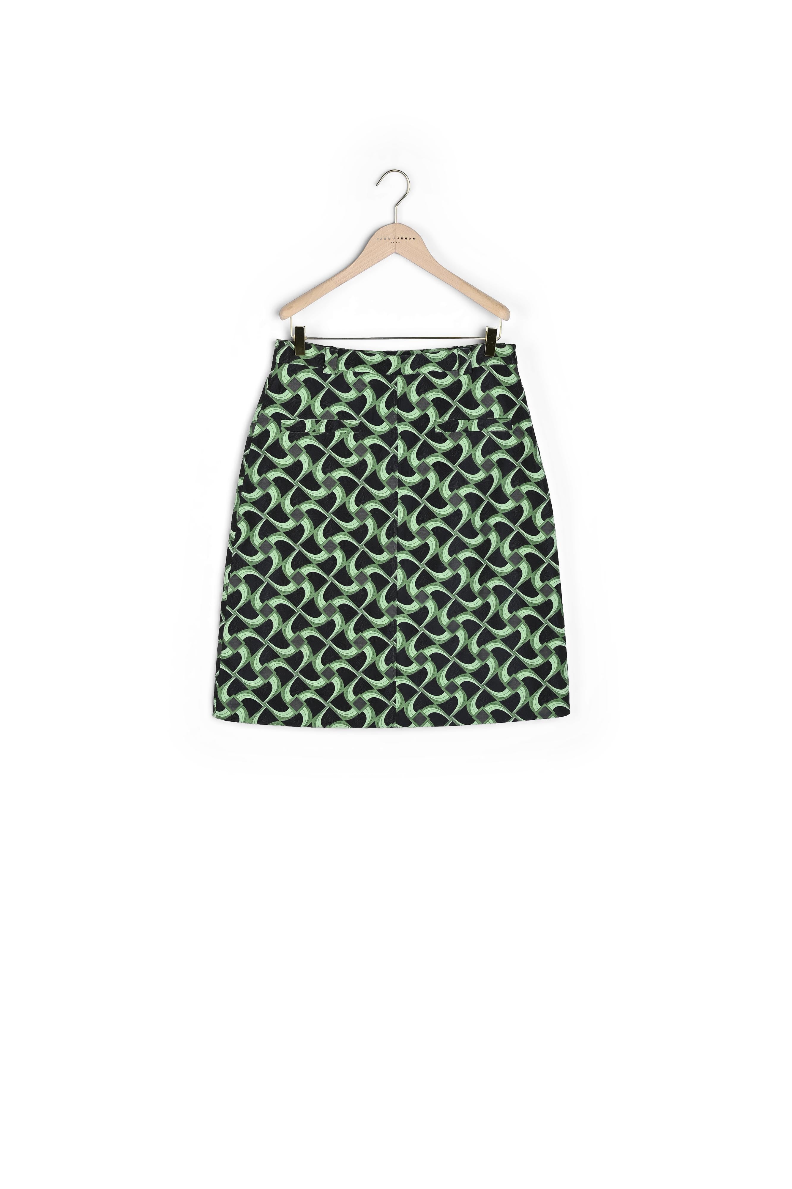 Jupe Jola verte à motif graphique en jacquard Faume - seconde main