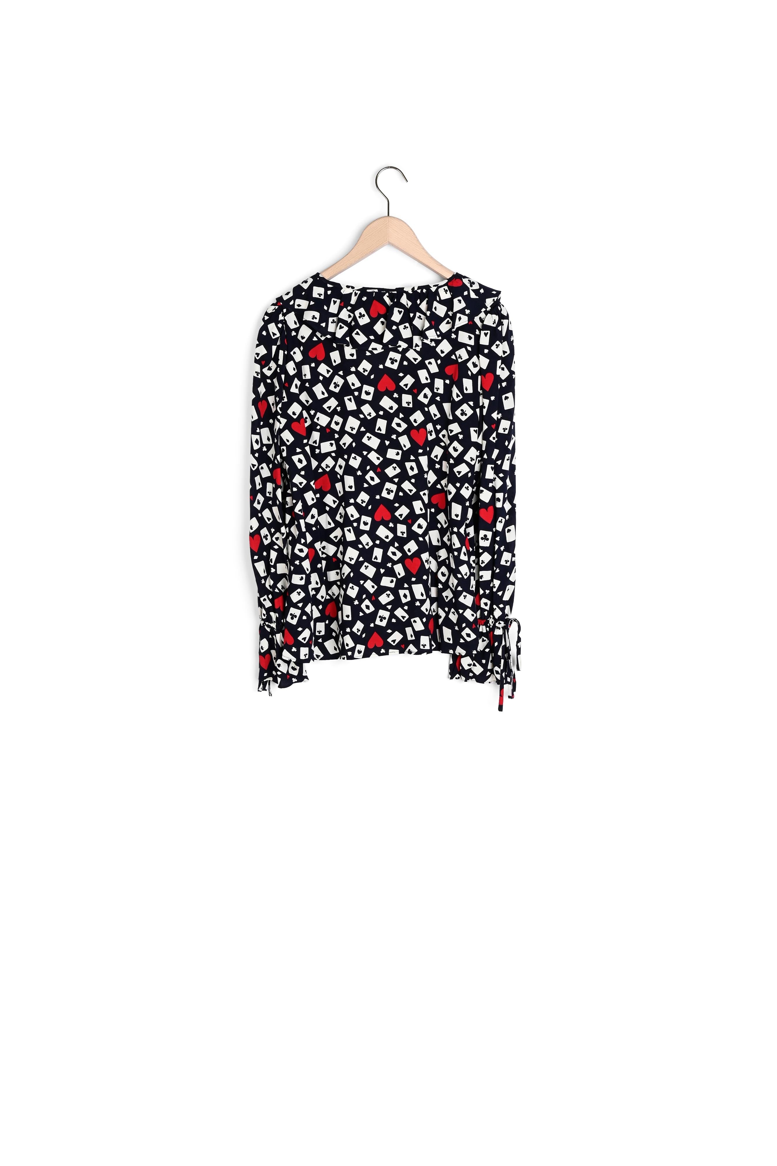 Top Tiare bleu nuit imprimé en crêpe Faume - seconde main