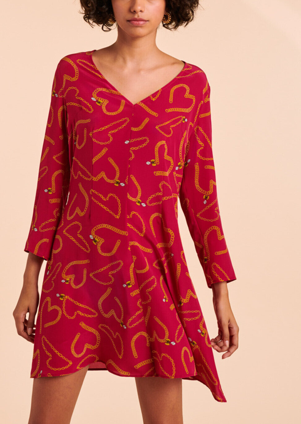 Robe Romanie en soie imprimé chaînes et coeurs Faume - seconde main