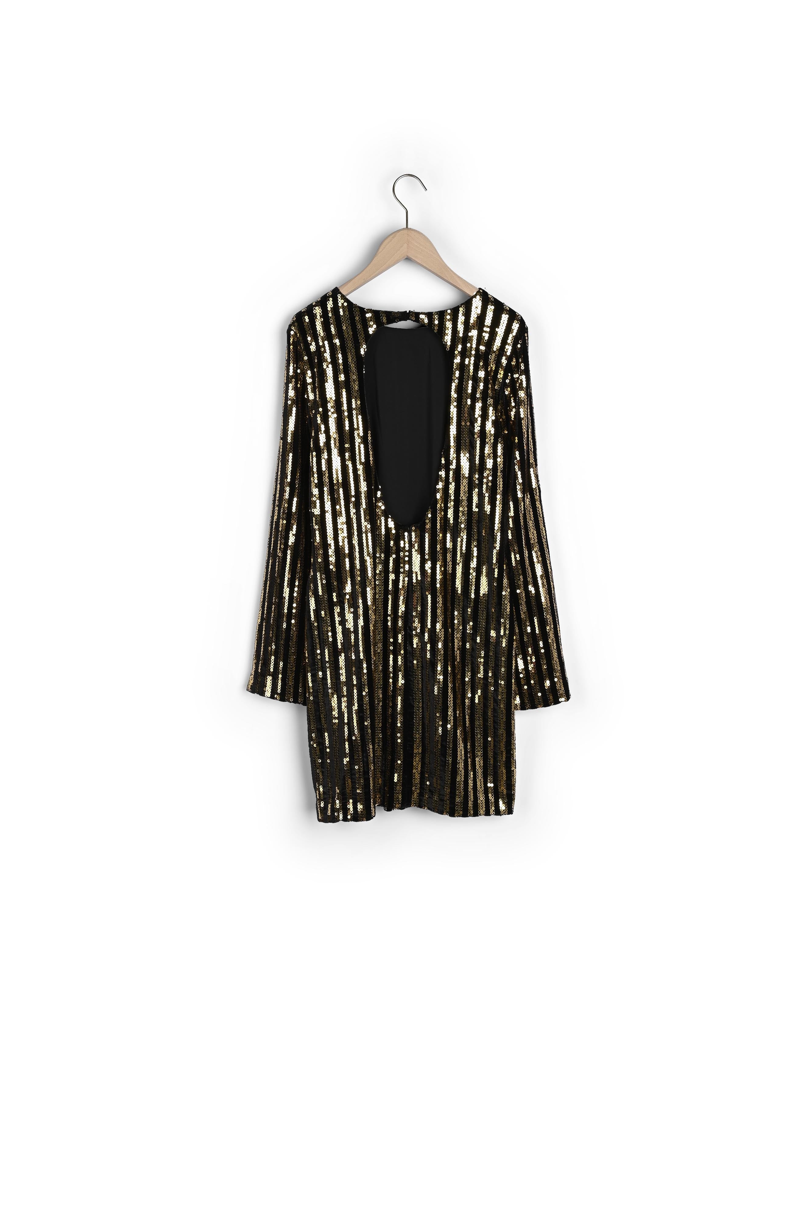 Robe Rory rayée noire et paillettes gold 