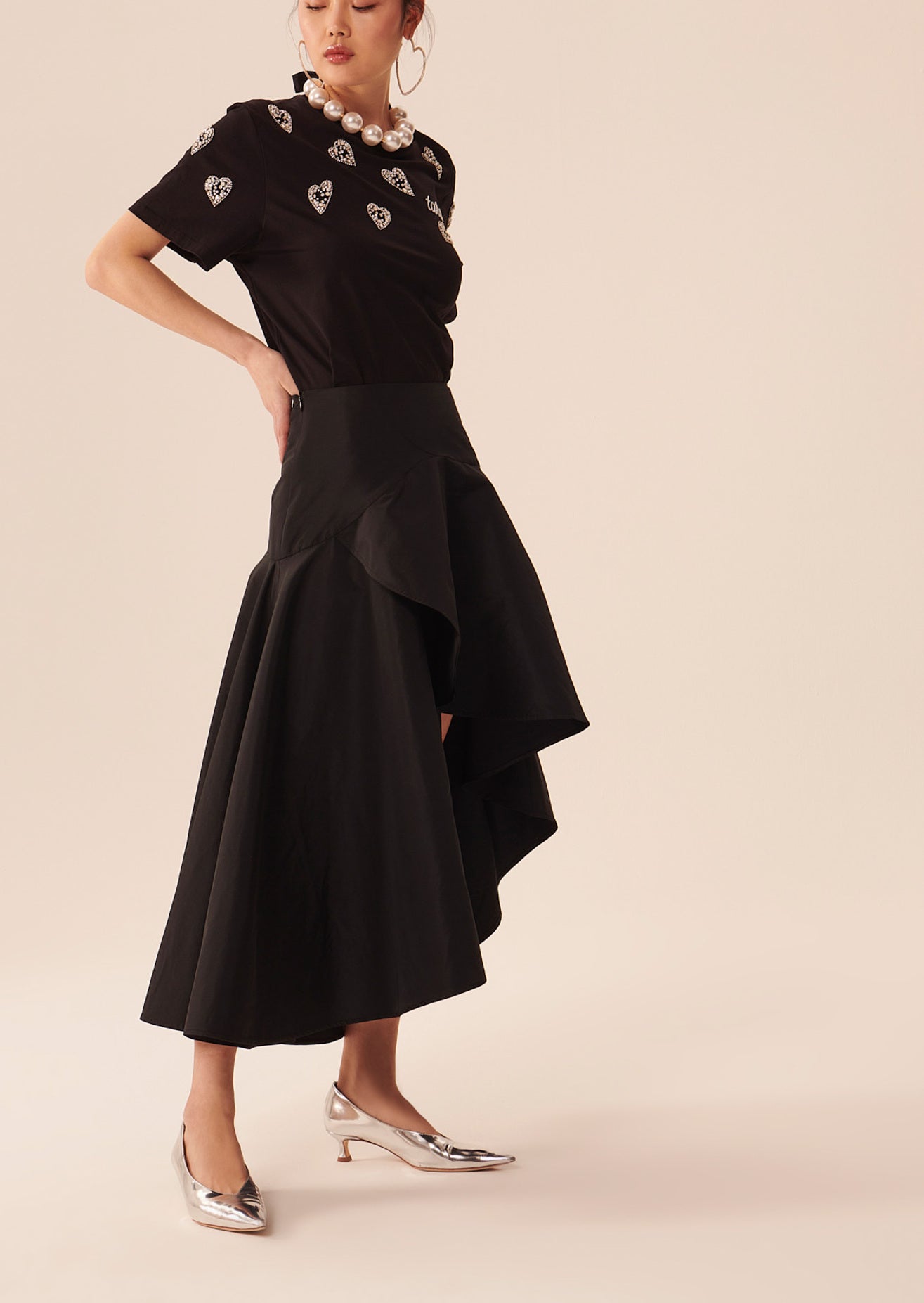 Jupe Javiera noire en taffetas Faume - seconde main