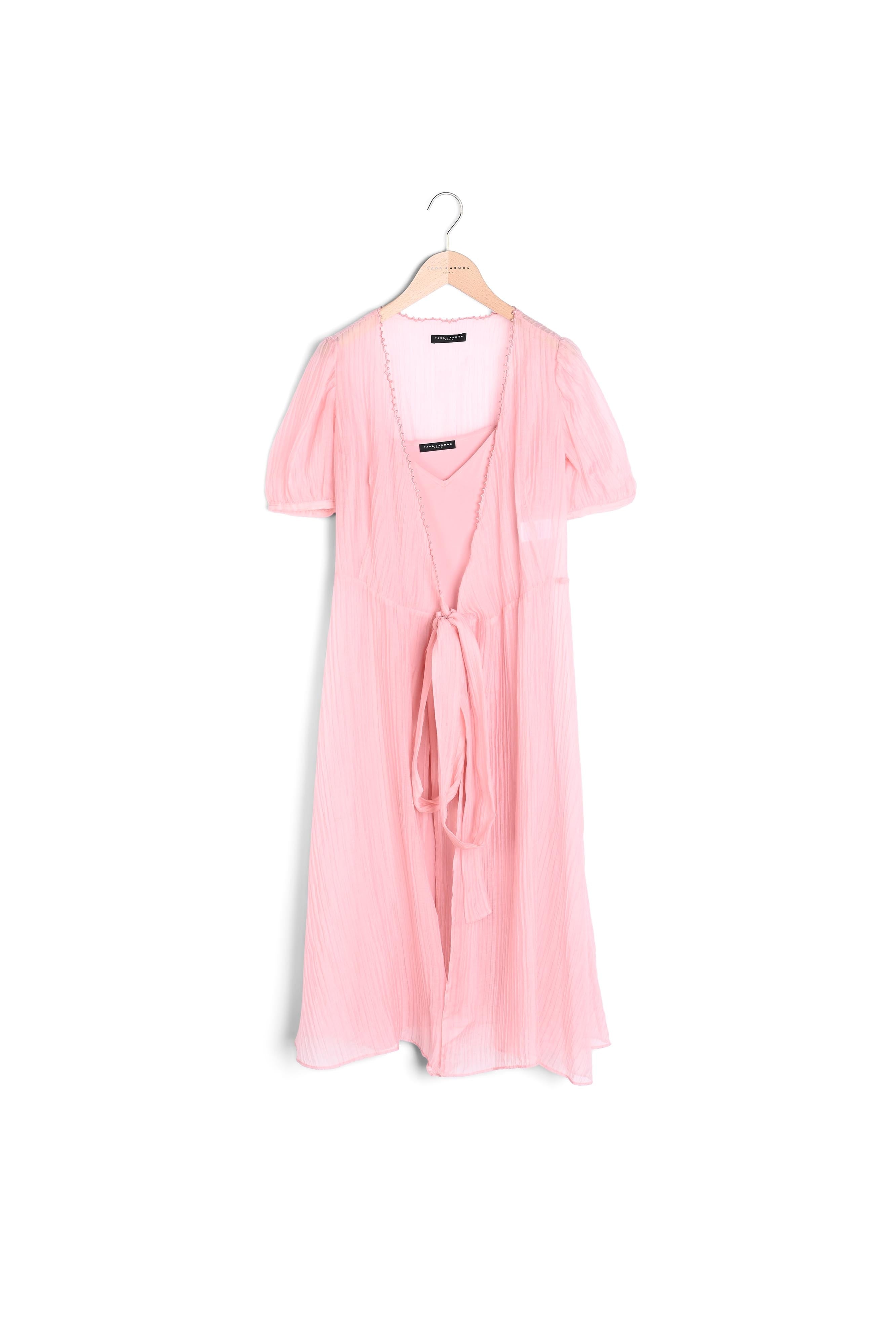 Robe Rikky rose pâle en organza gauffré Faume - seconde main