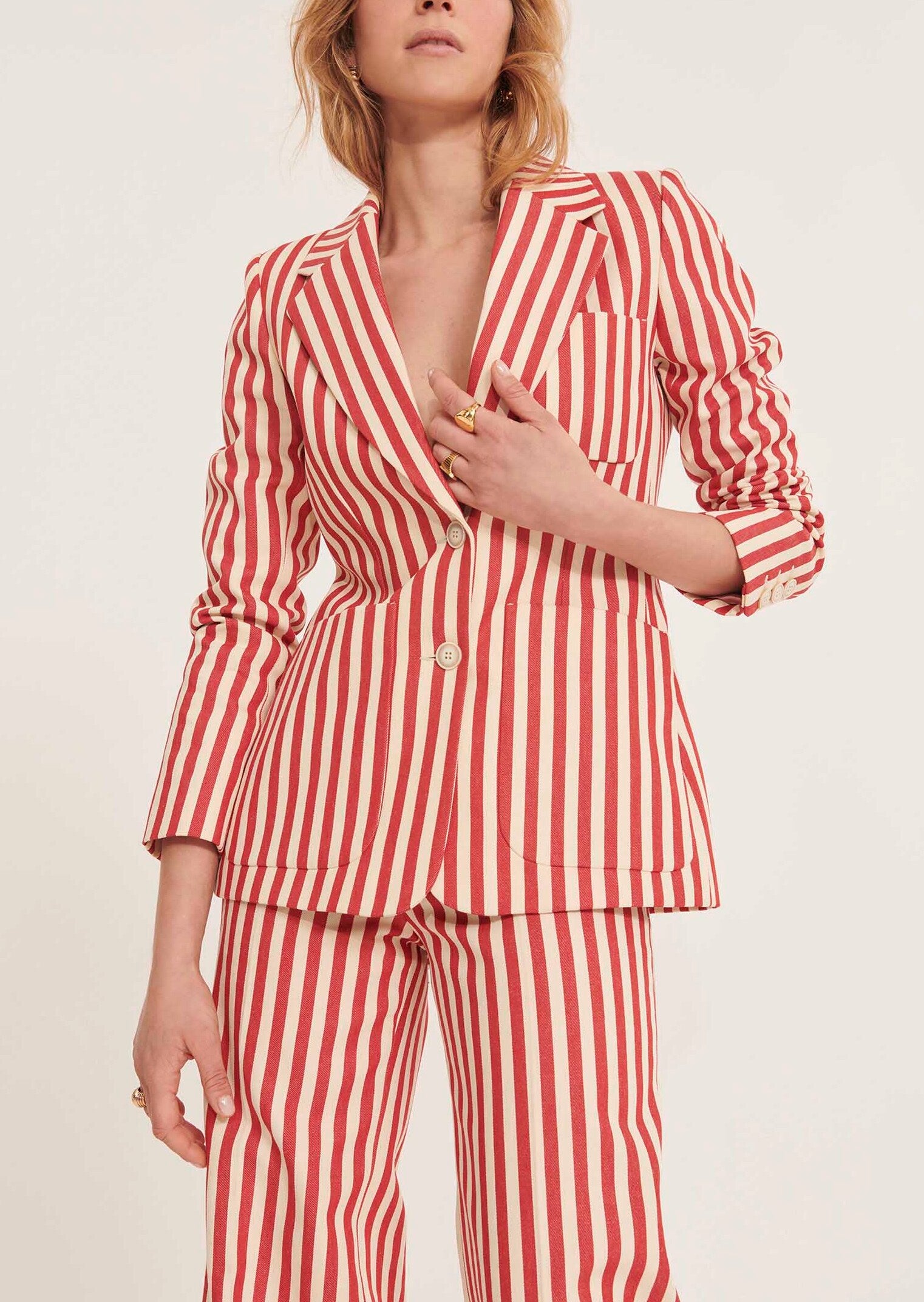 Veste Vivante écrue rayée rouge en coton Faume - seconde main