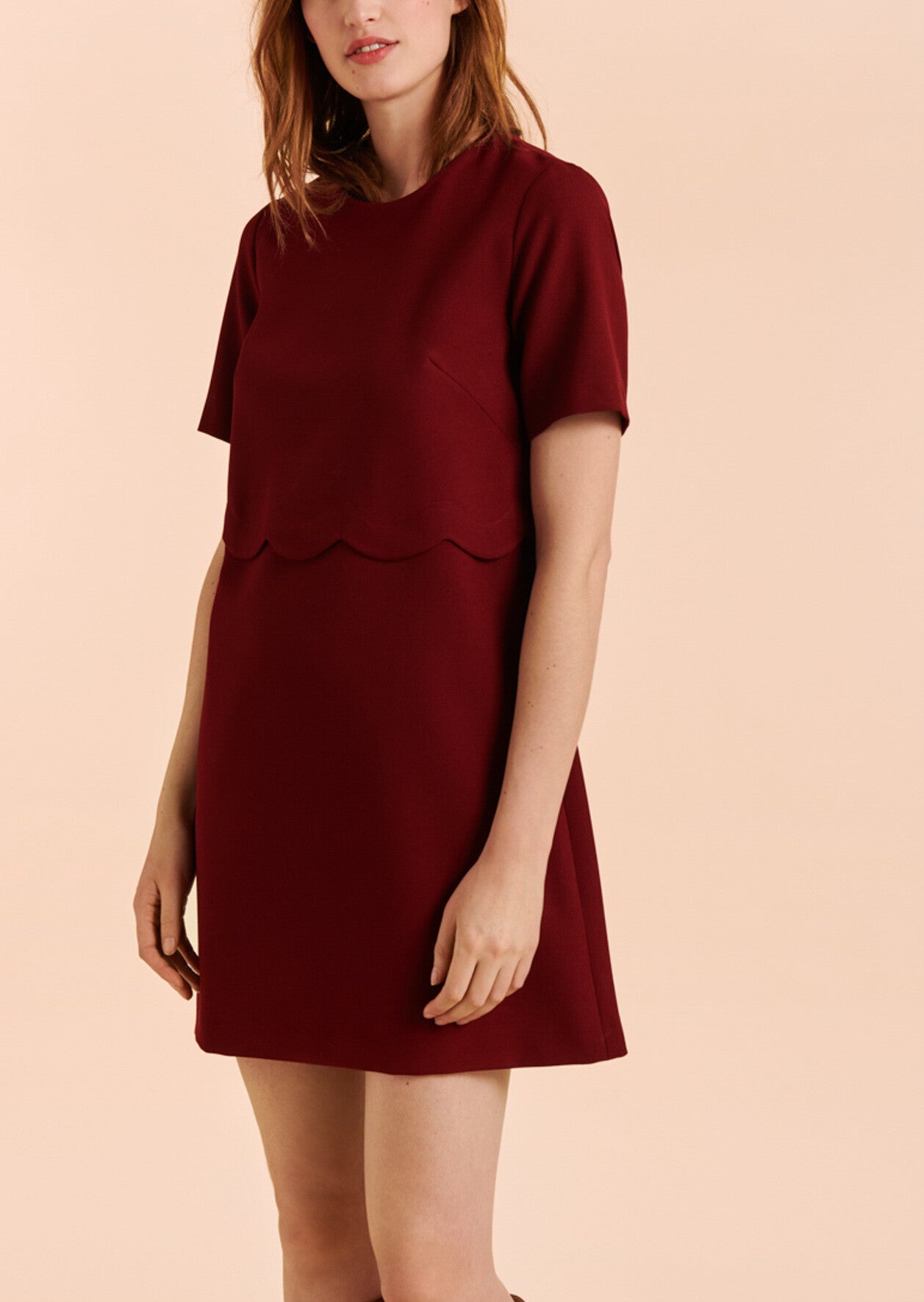 Robe Rosa bordeaux à festons Faume - seconde main