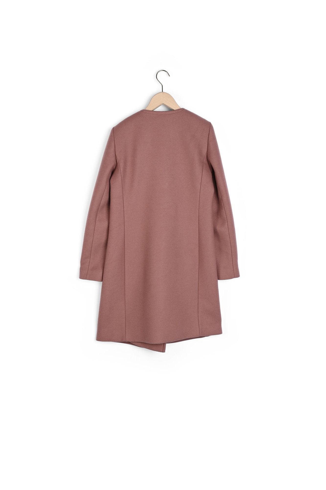 Manteau Mila fermeture asymétrique en drap de laine bois de rose Faume - seconde main