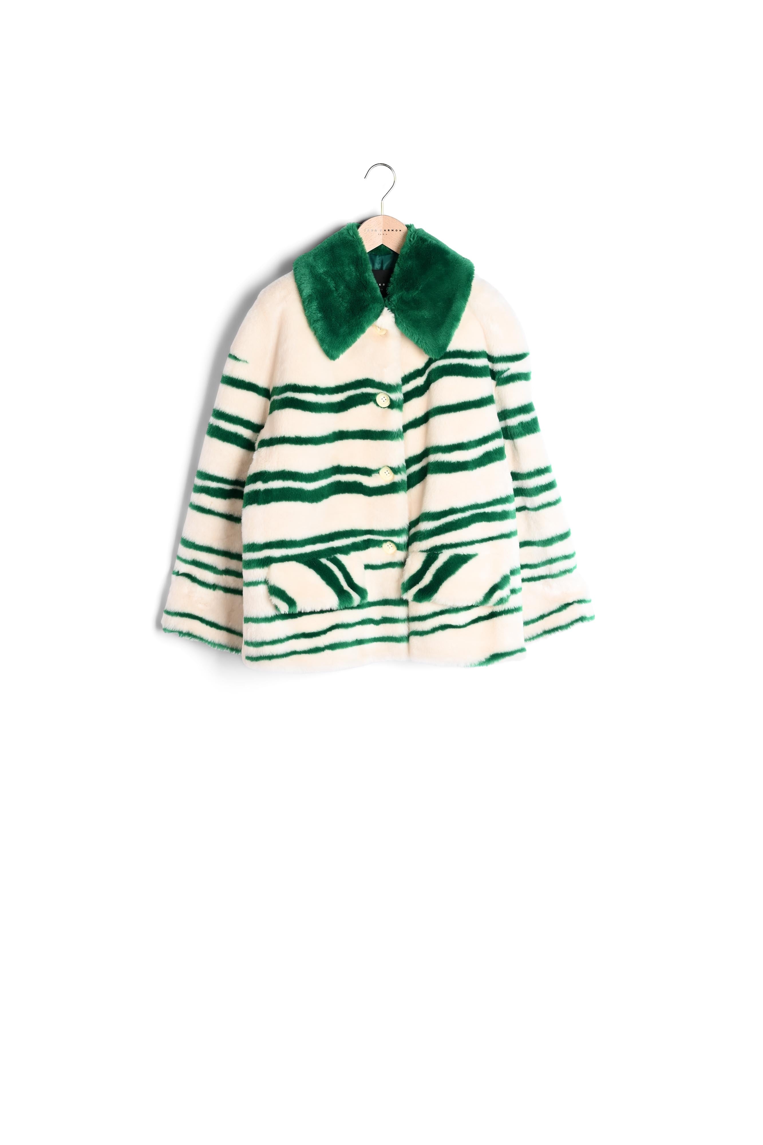 Manteau Matt écru à rayures en fausse fourrure Faume - seconde main