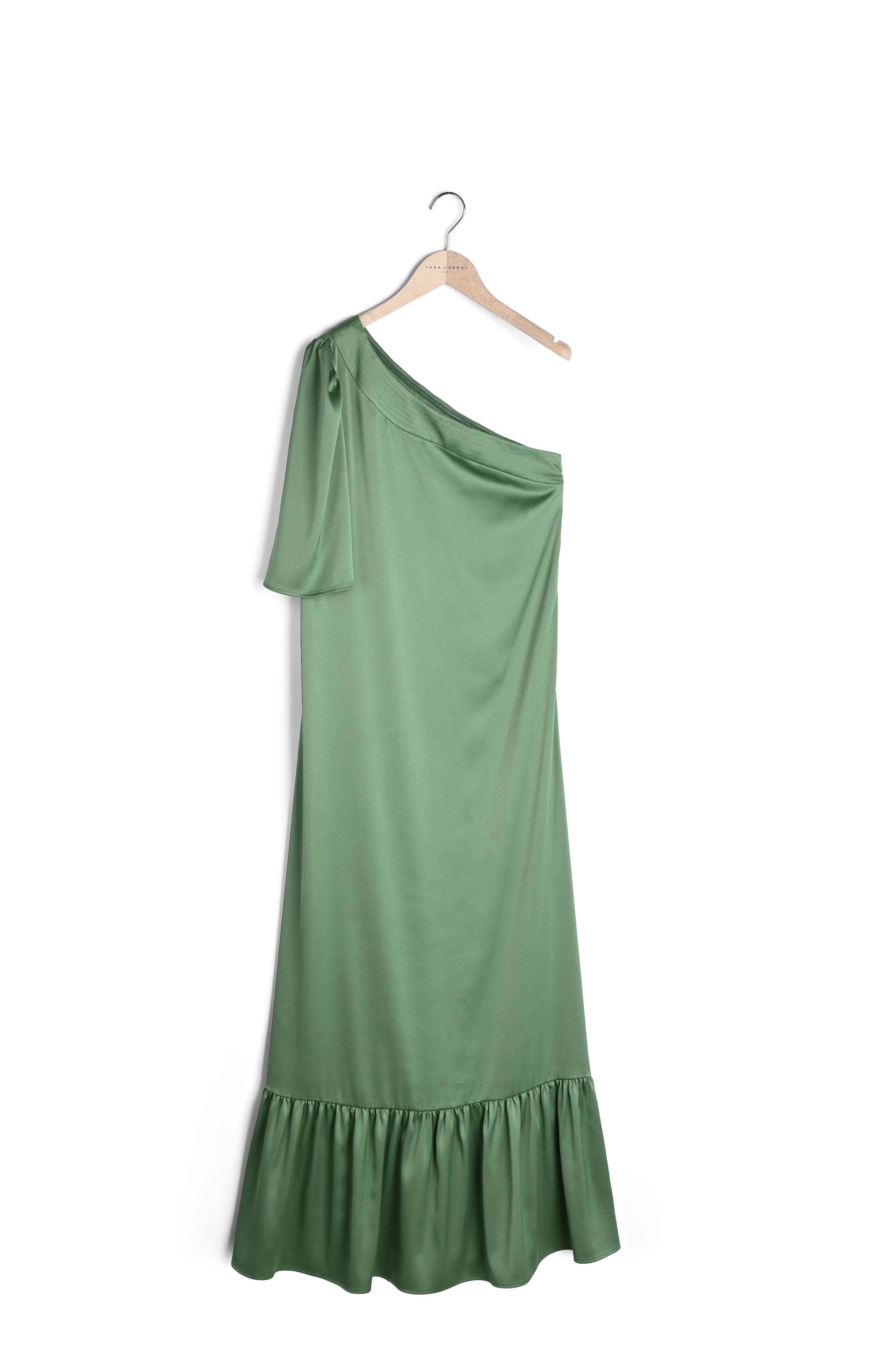 Robe Rene verte en satin Faume - seconde main