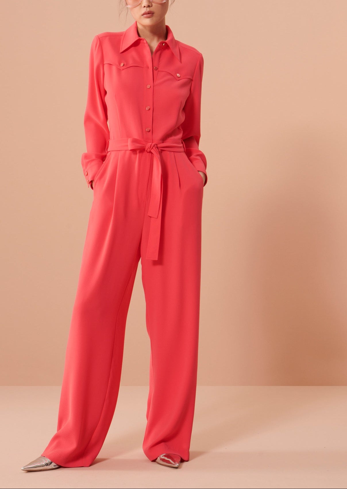 Combinaison Christo rose en crêpe Faume - seconde main