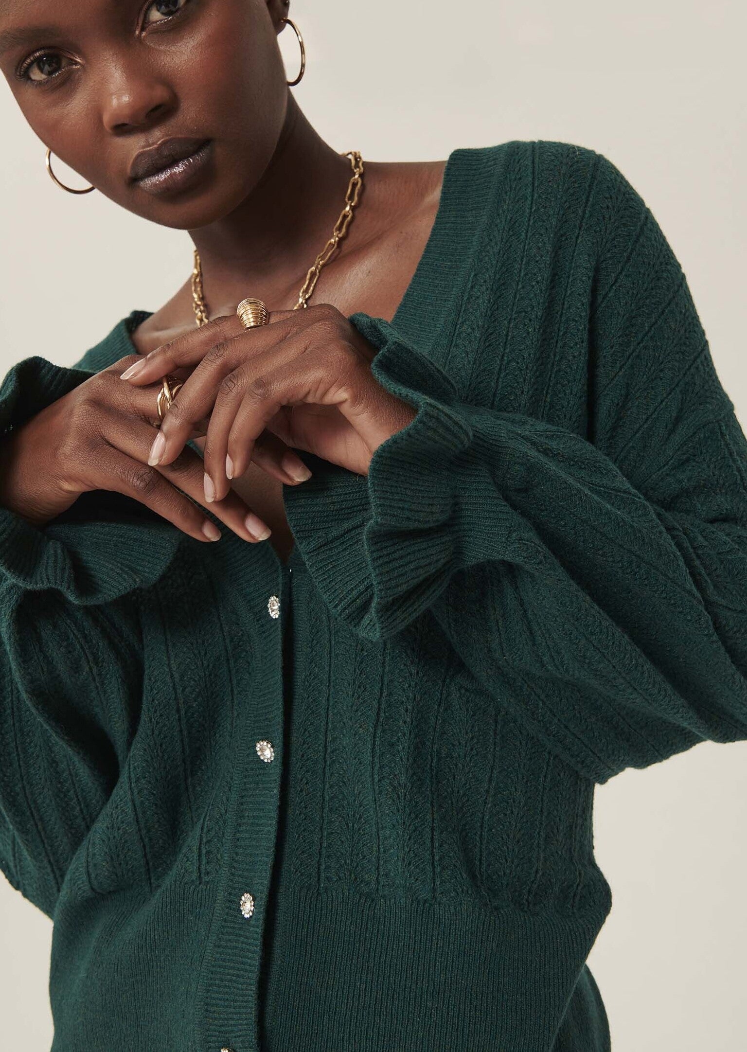 Gilet Giorgia vert en maille identitaire Faume - seconde main