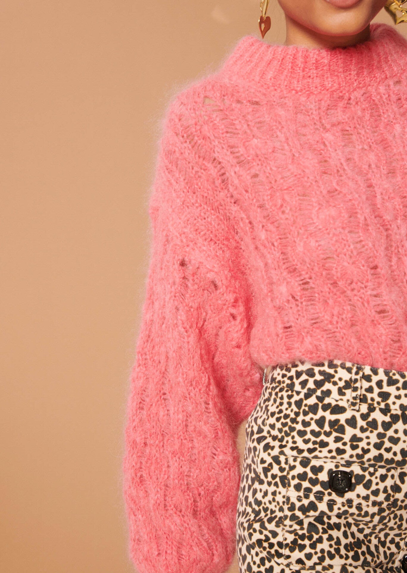 Pull Parasol rose en mohair Faume - seconde main