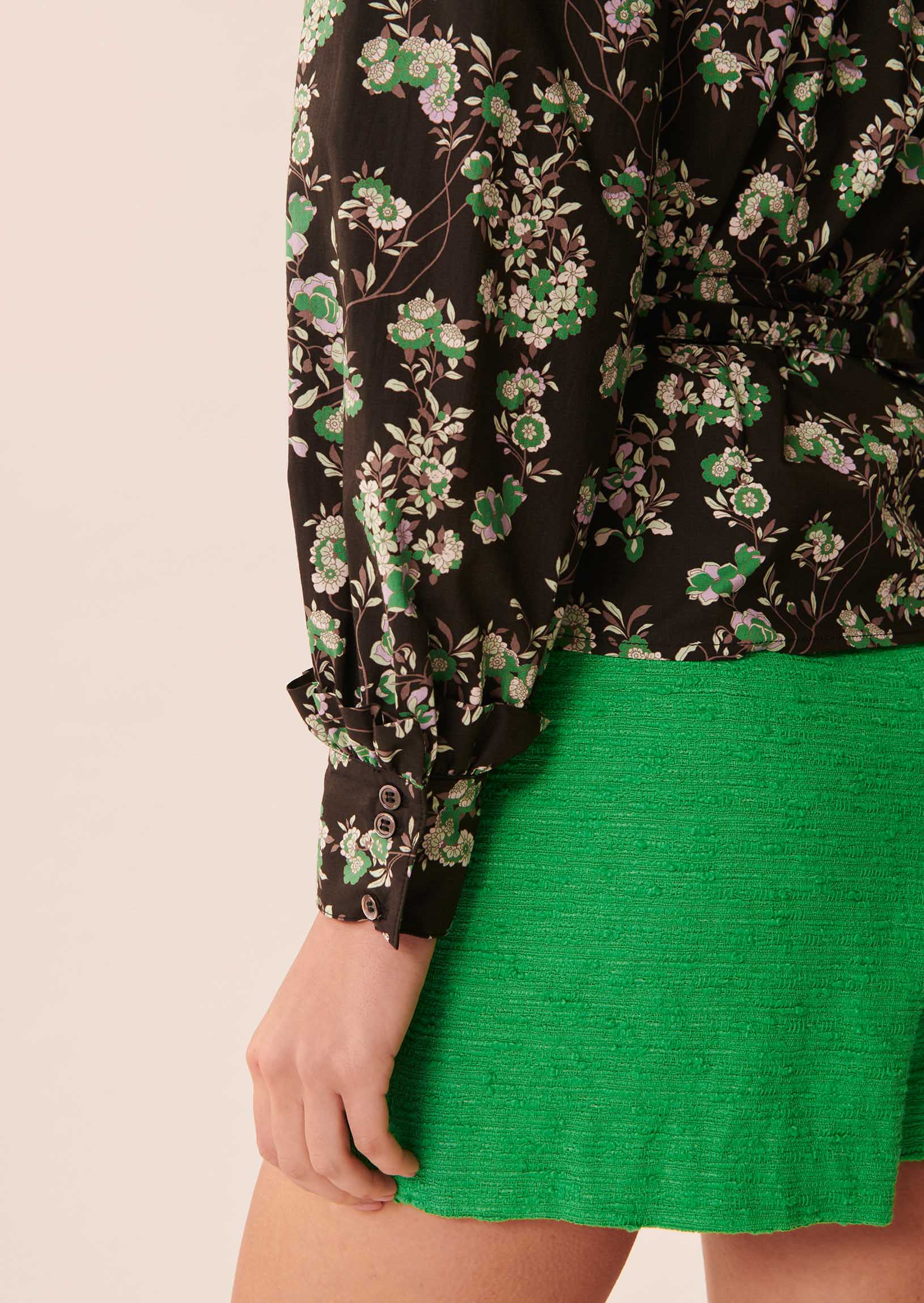 Chemise Cristina noire imprimée fleuri en coton Faume - seconde main