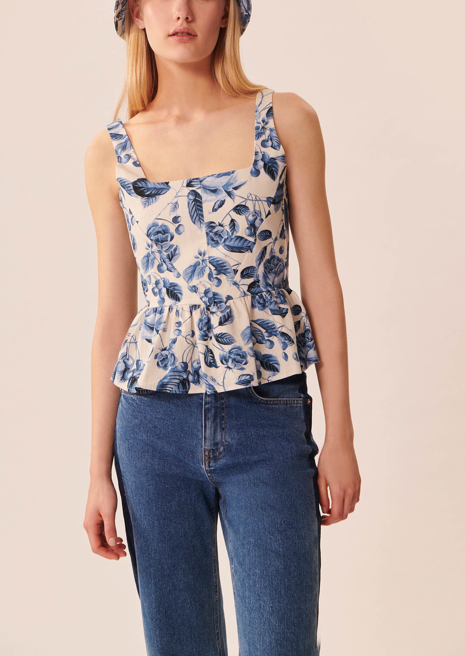 Top Thyoa bleu imprimé à fleurs Faume - seconde main