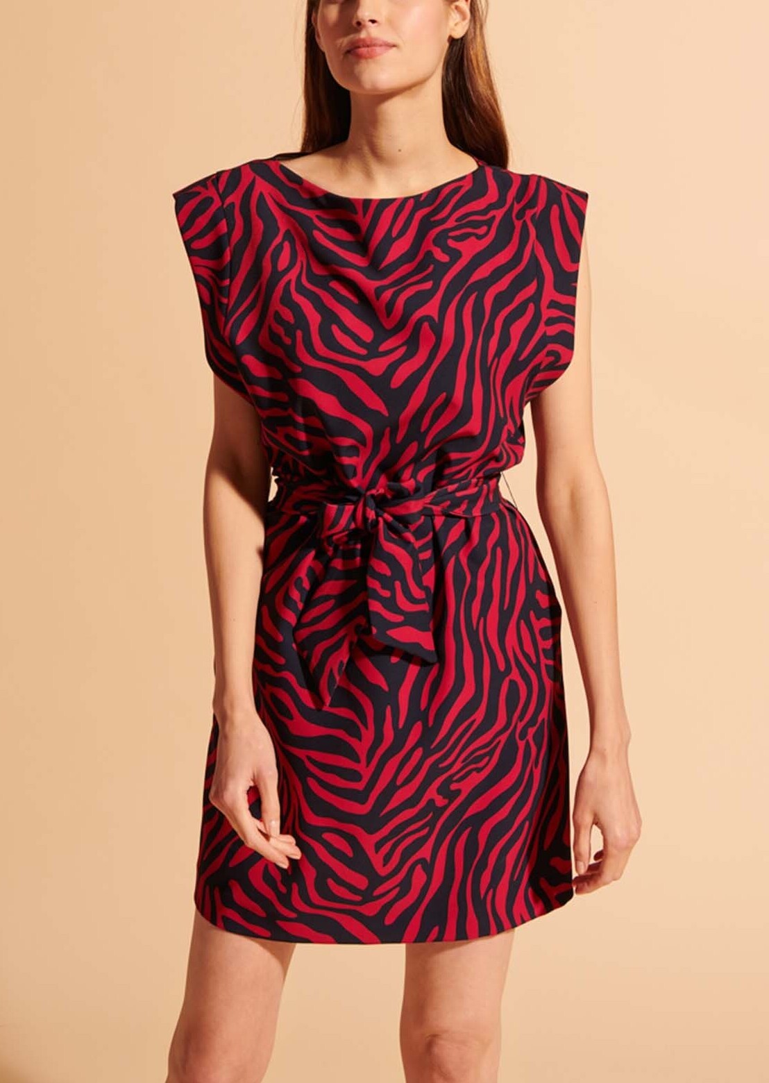 Robe Roisin imprimé zèbre bleu nuit et bordeaux Faume - seconde main