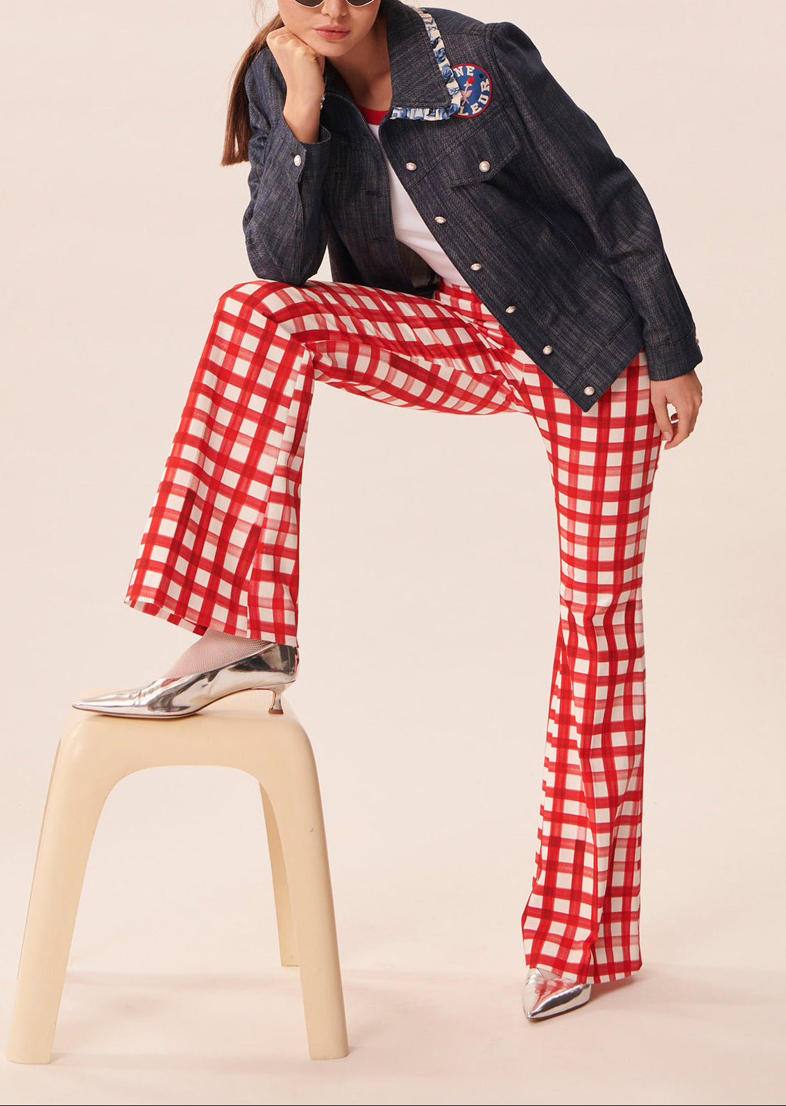 Pantalon Polska rouge en vichy Faume - seconde main