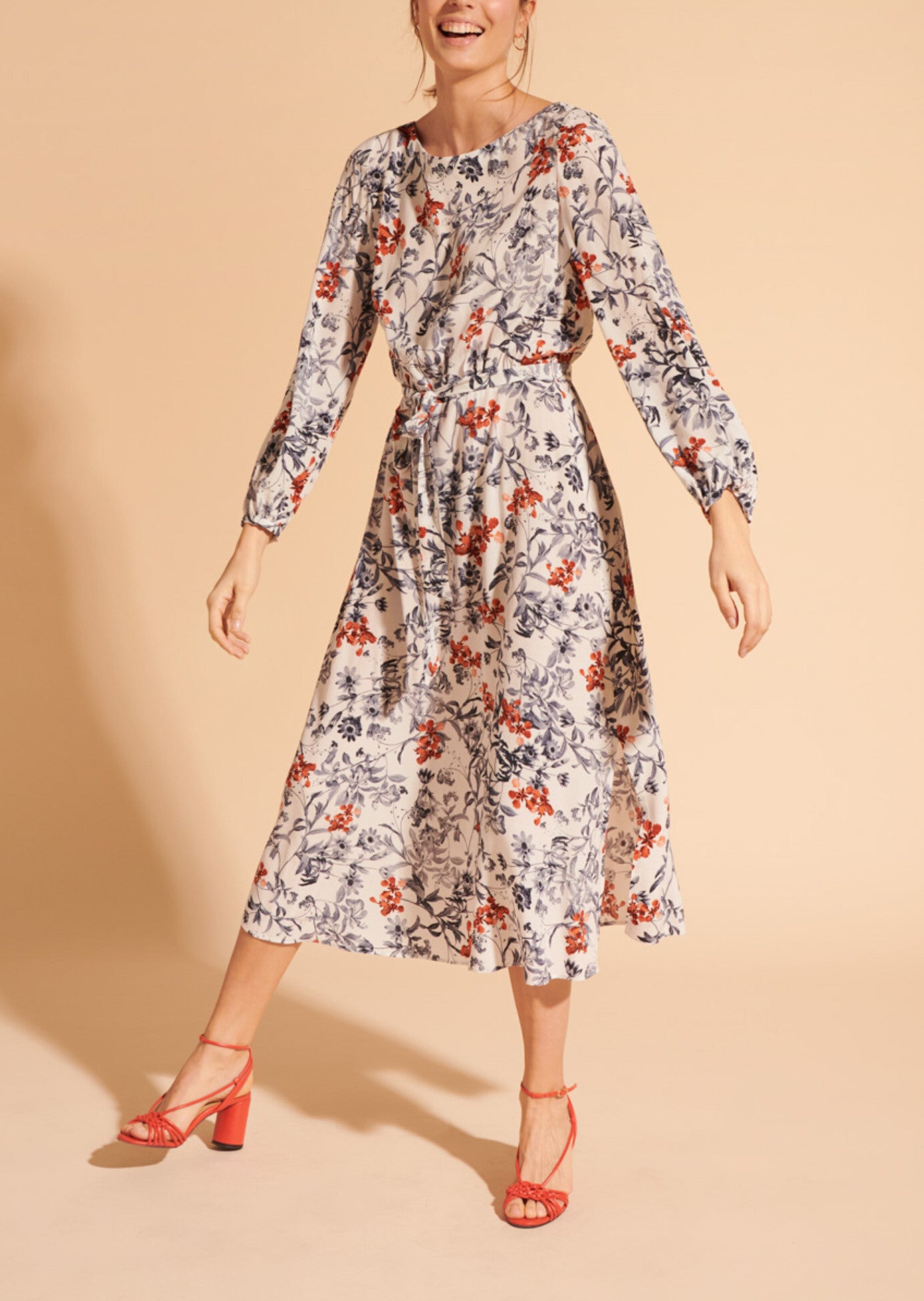 Robe longue Rilly en viscose imprimé fleurs japonaises Faume - seconde main