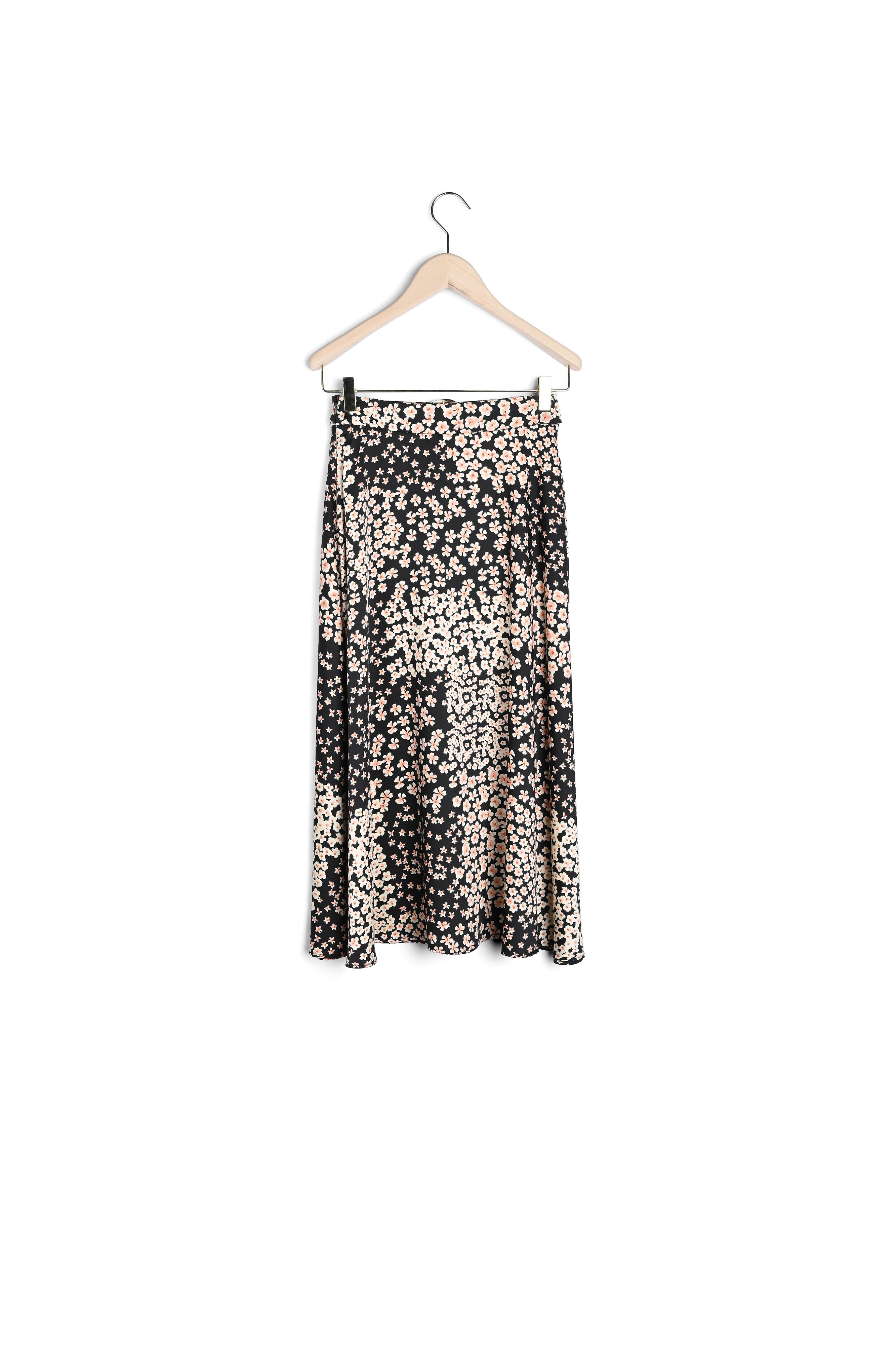 Jupe Jeanettie noire imprimé petites fleurs Faume - seconde main