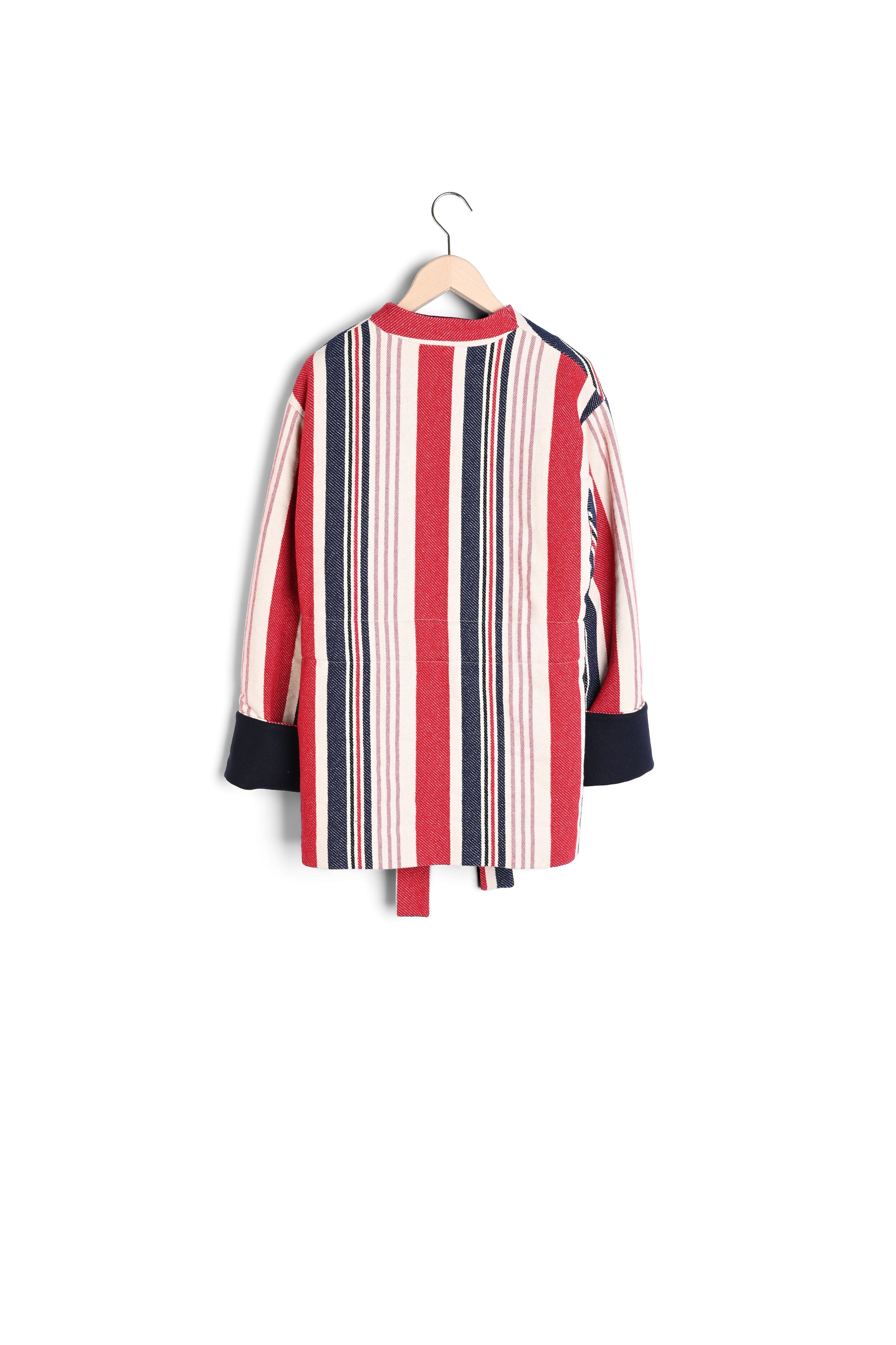 Veste Valérie croisée à rayures en laine Faume - seconde main