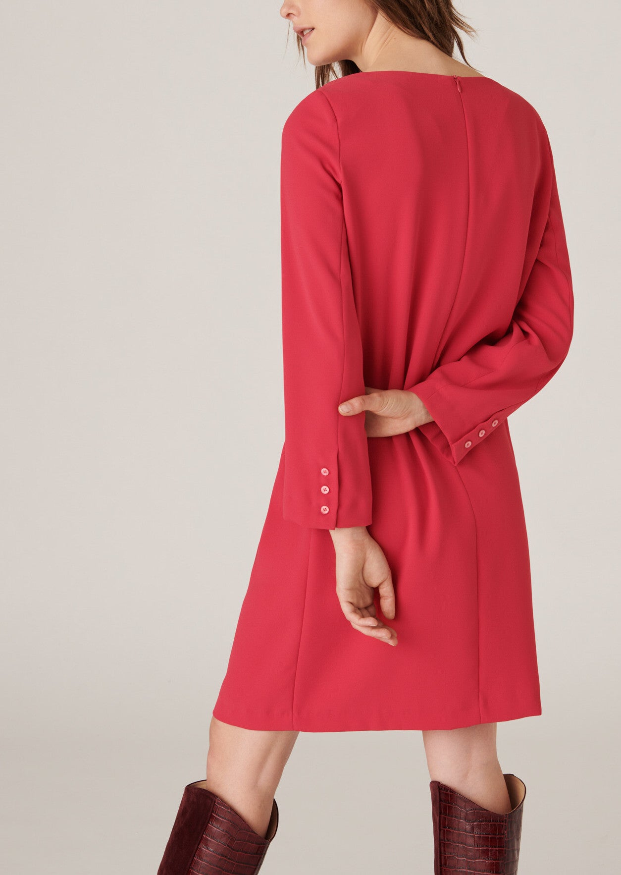 Robe courte Rosalinda en crêpe lourd rose Faume - seconde main