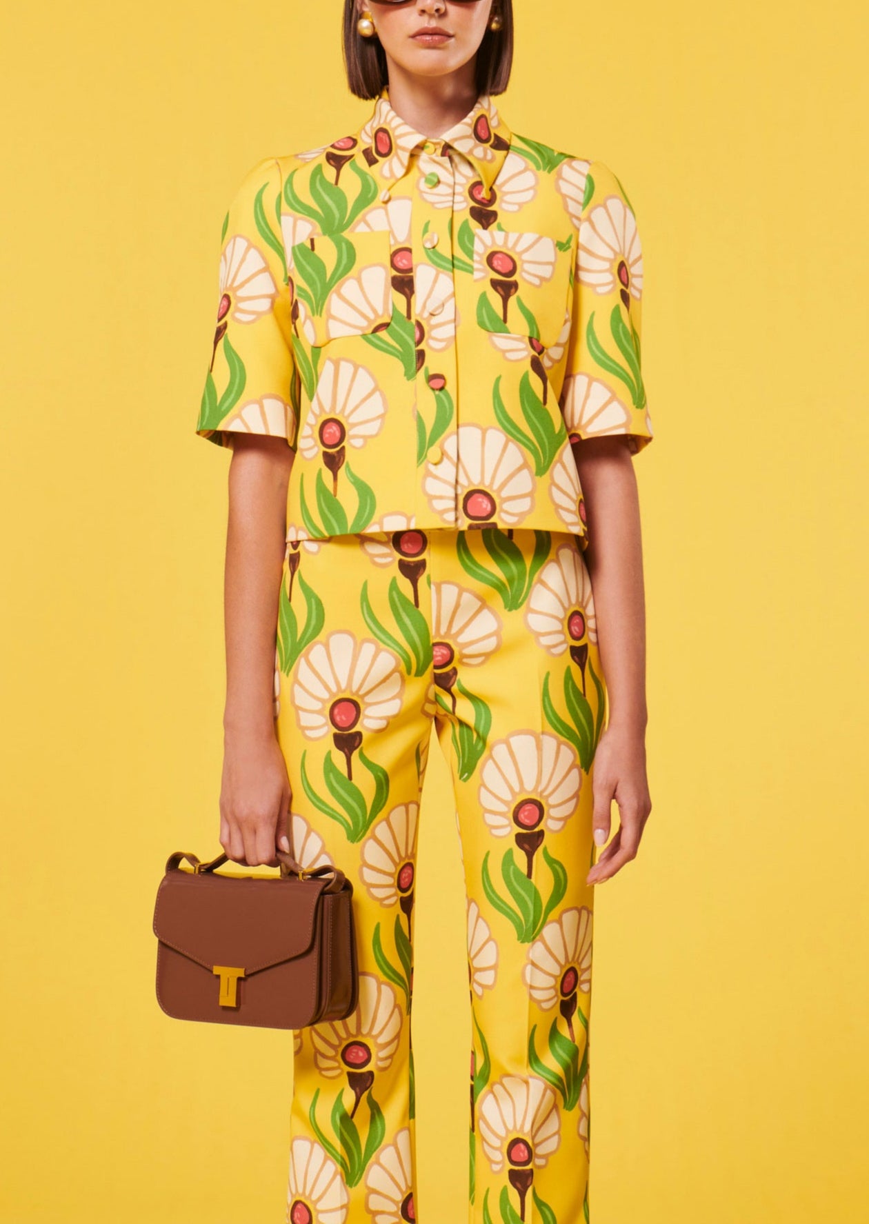 Top Thadea jaune à motif fleurs Faume - seconde main