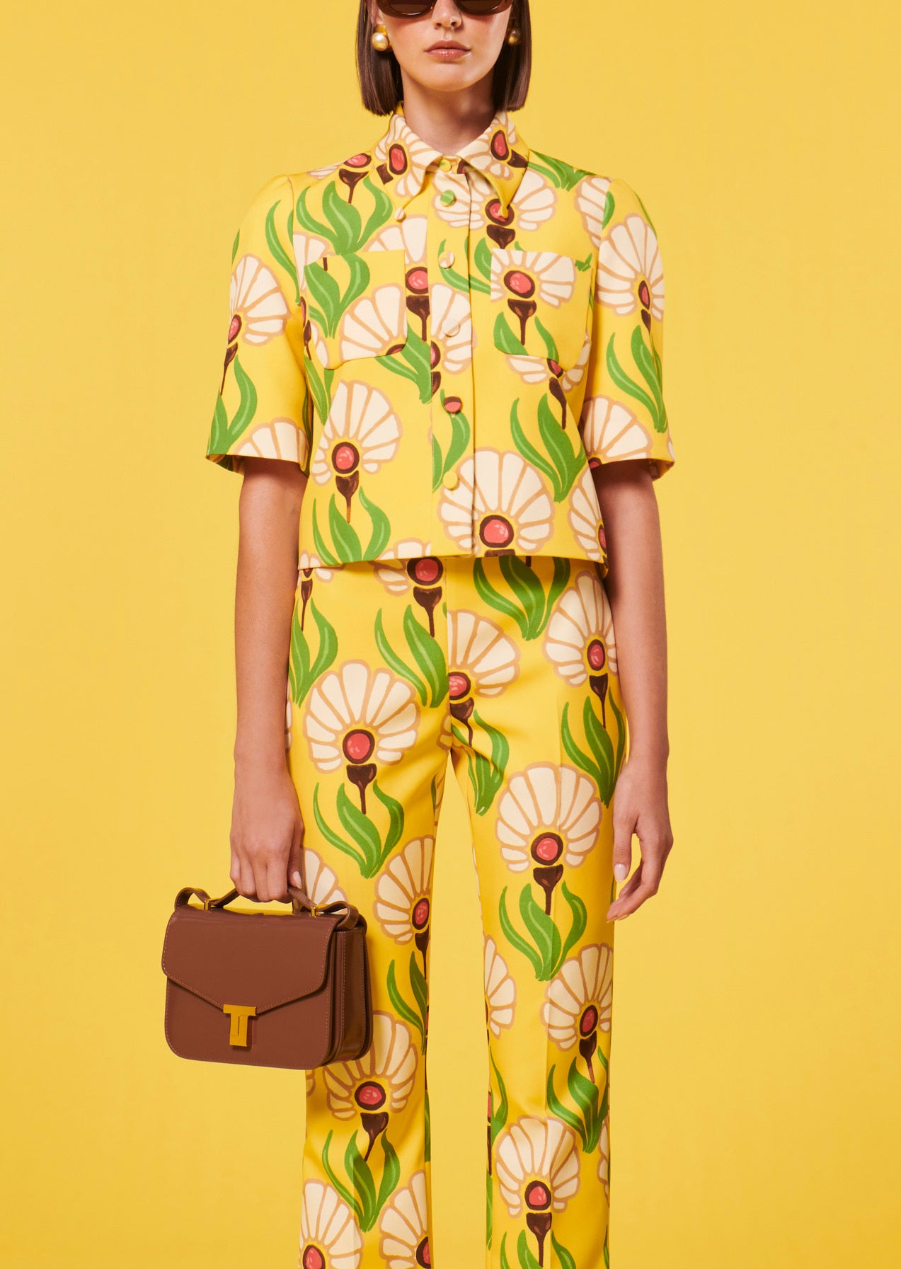 Top Thadea jaune à motif fleurs Faume - seconde main