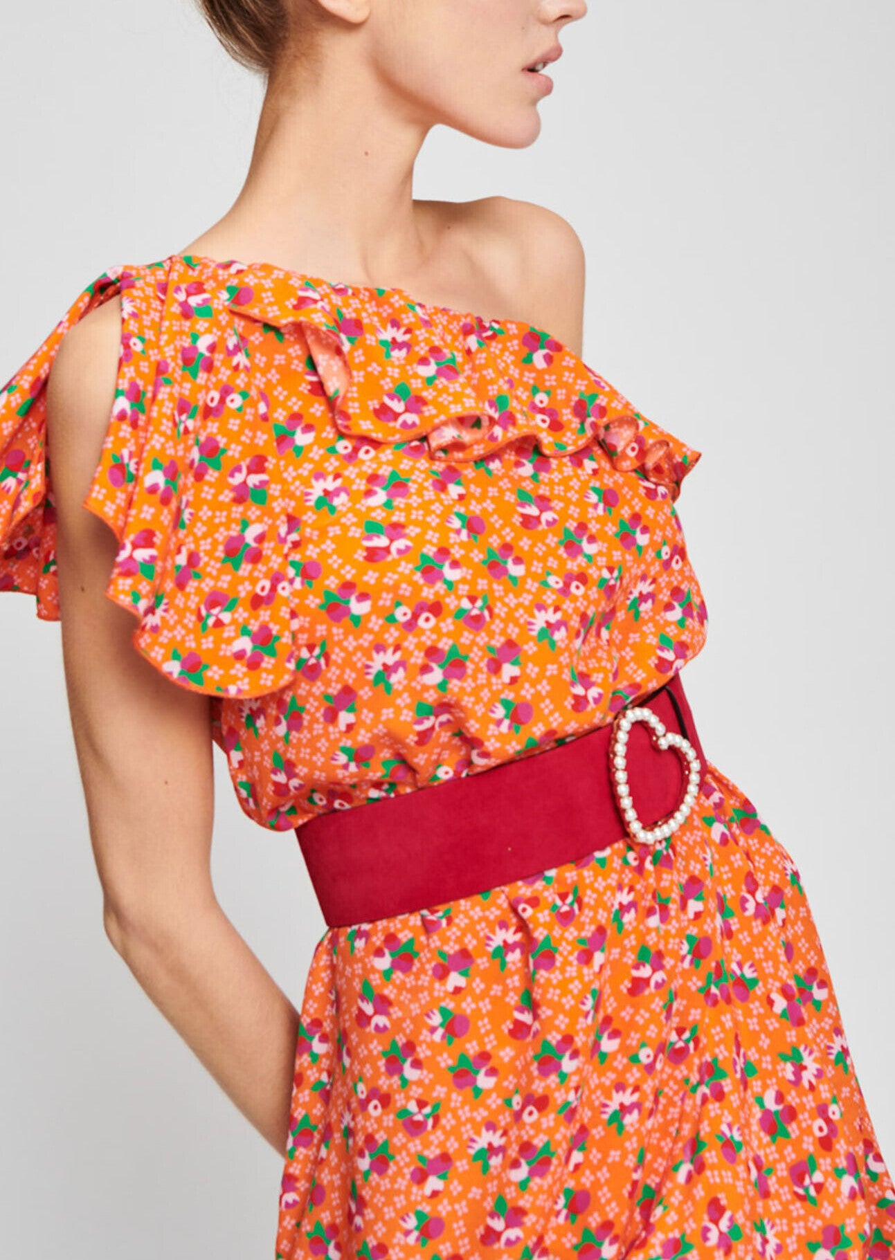 Robe clémentine asymétrique en soie Faume - seconde main