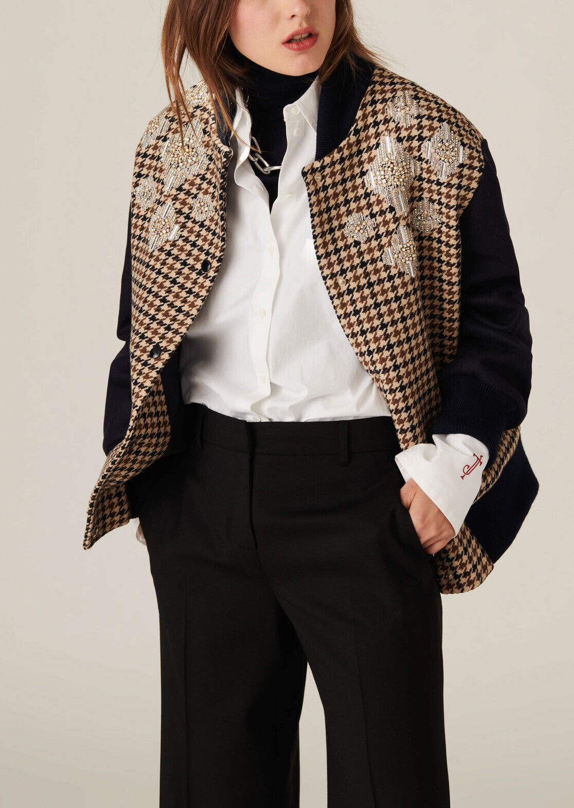 Blouson esprit teddy Vonnie en laine pied de poule Faume - seconde main