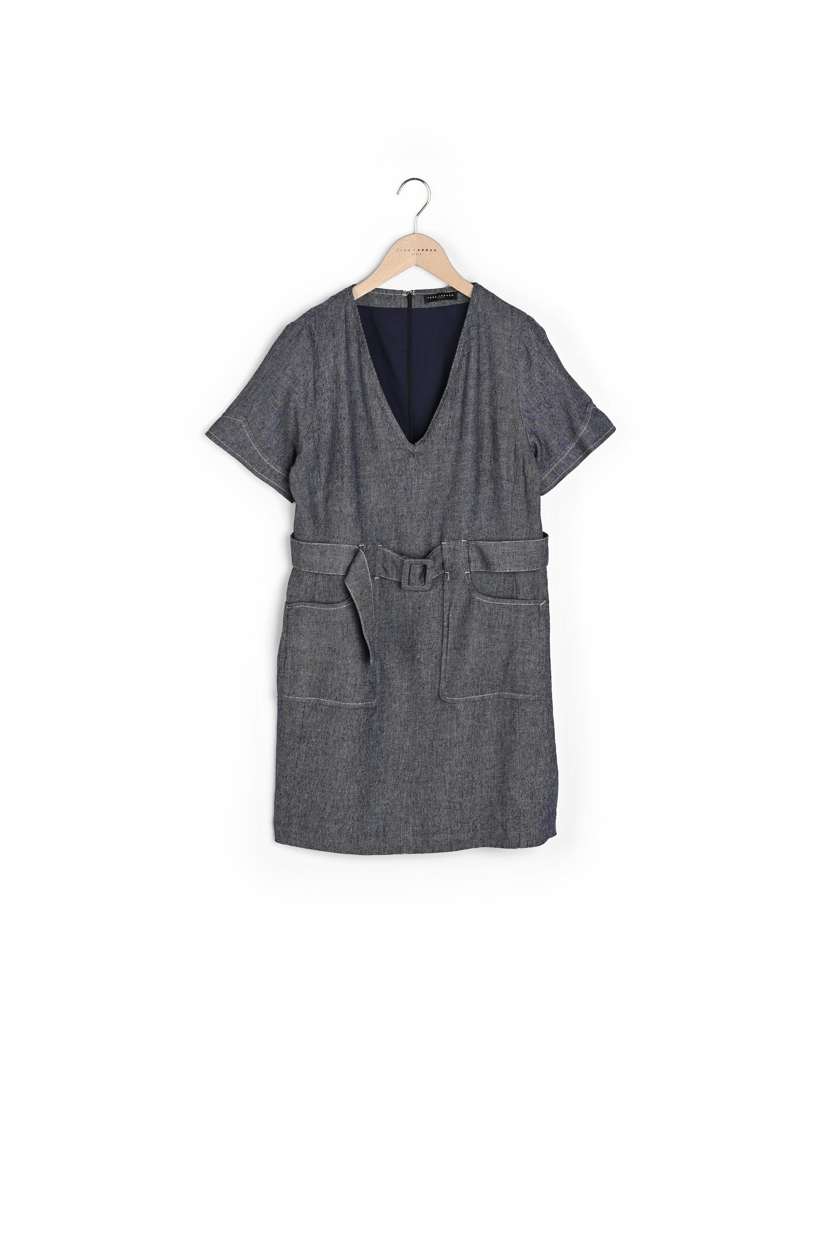 Robe Rim bleu marine chiné en lin Faume - seconde main